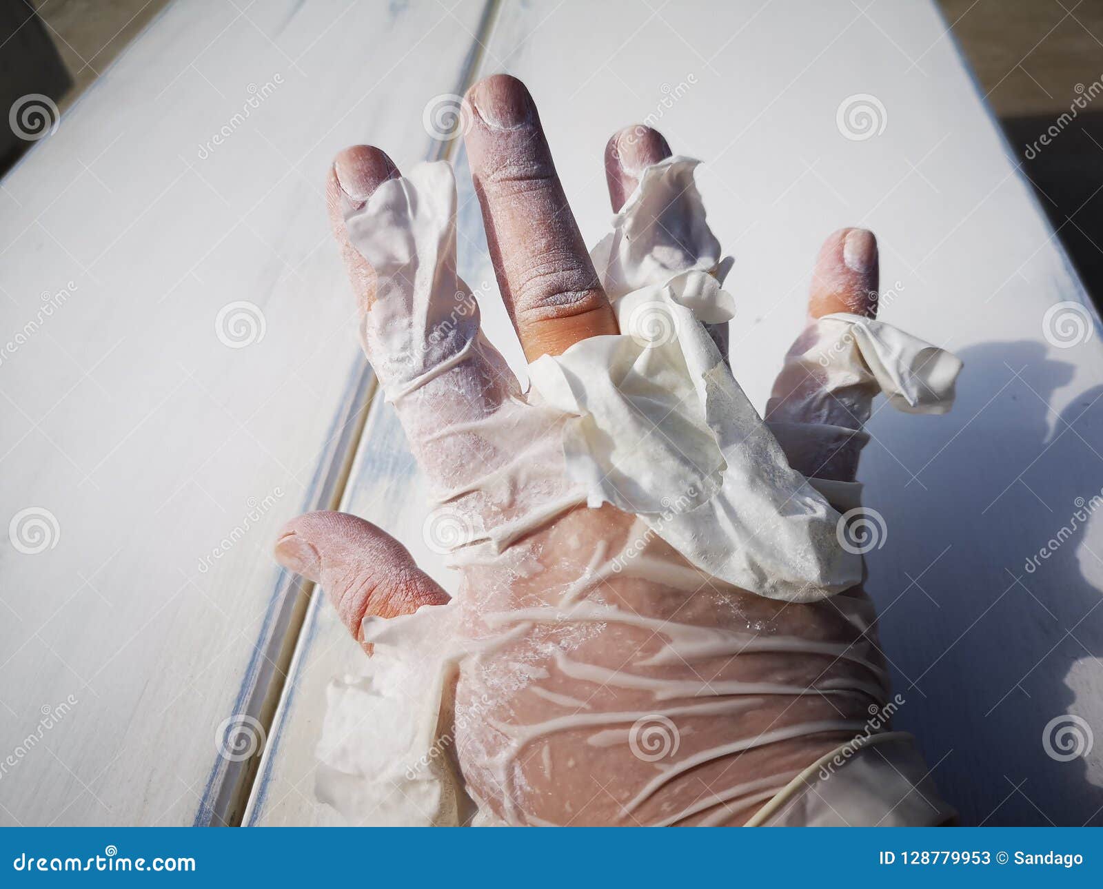 Used broken rubber gloves stock image. Image of clothing 128779953