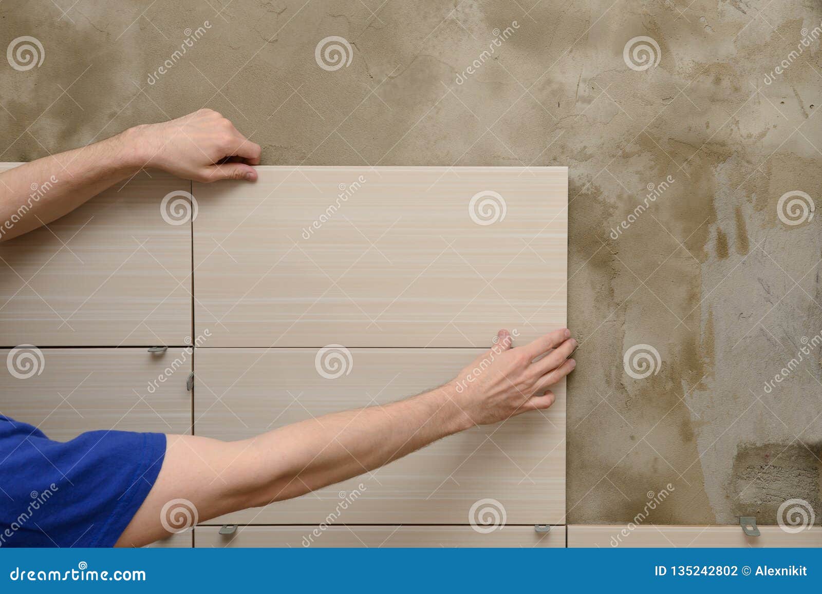 Worker S Hands Lay Ceramic Tile Stock Photo Image Of Manual