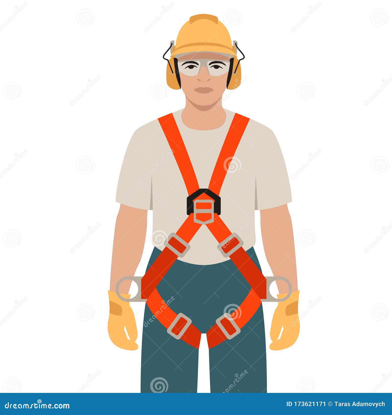 Worker with a Safety Belts, Vector Illustration Stock Vector