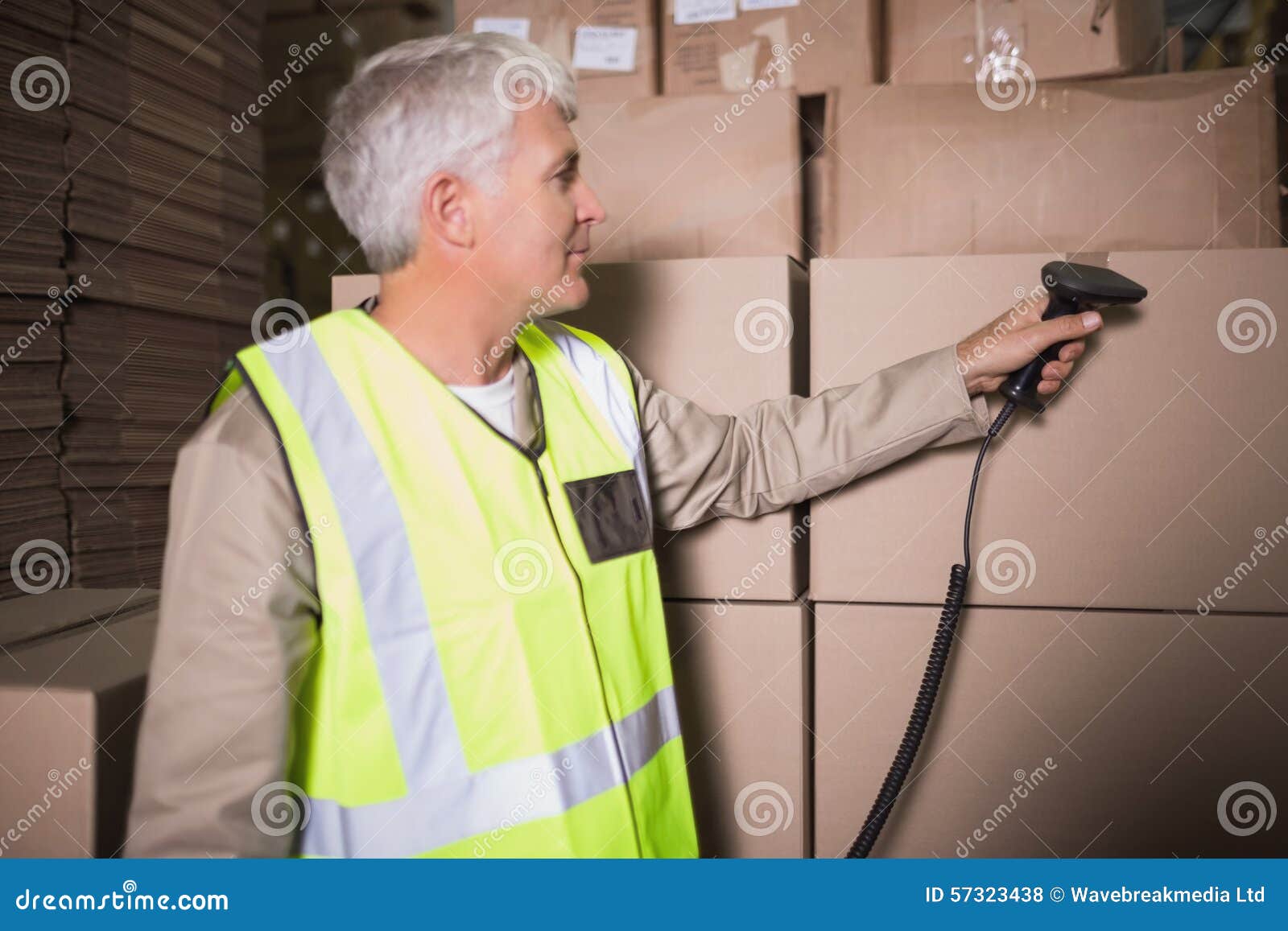Worker Scanning Package in Warehouse Stock Photo Image of caucasian