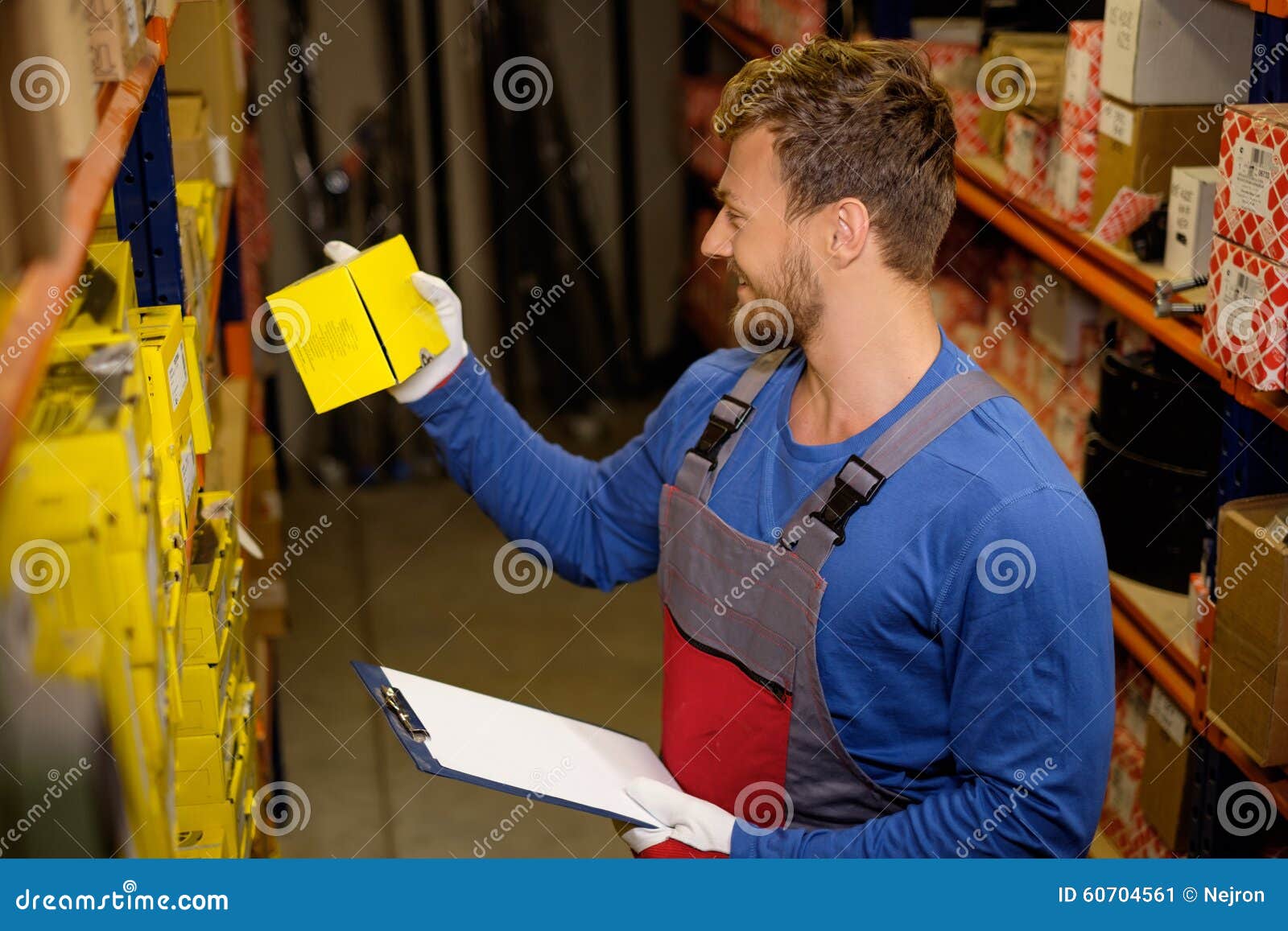 Worker in a Spare Parts Warehouse Stock Image Image of delivering