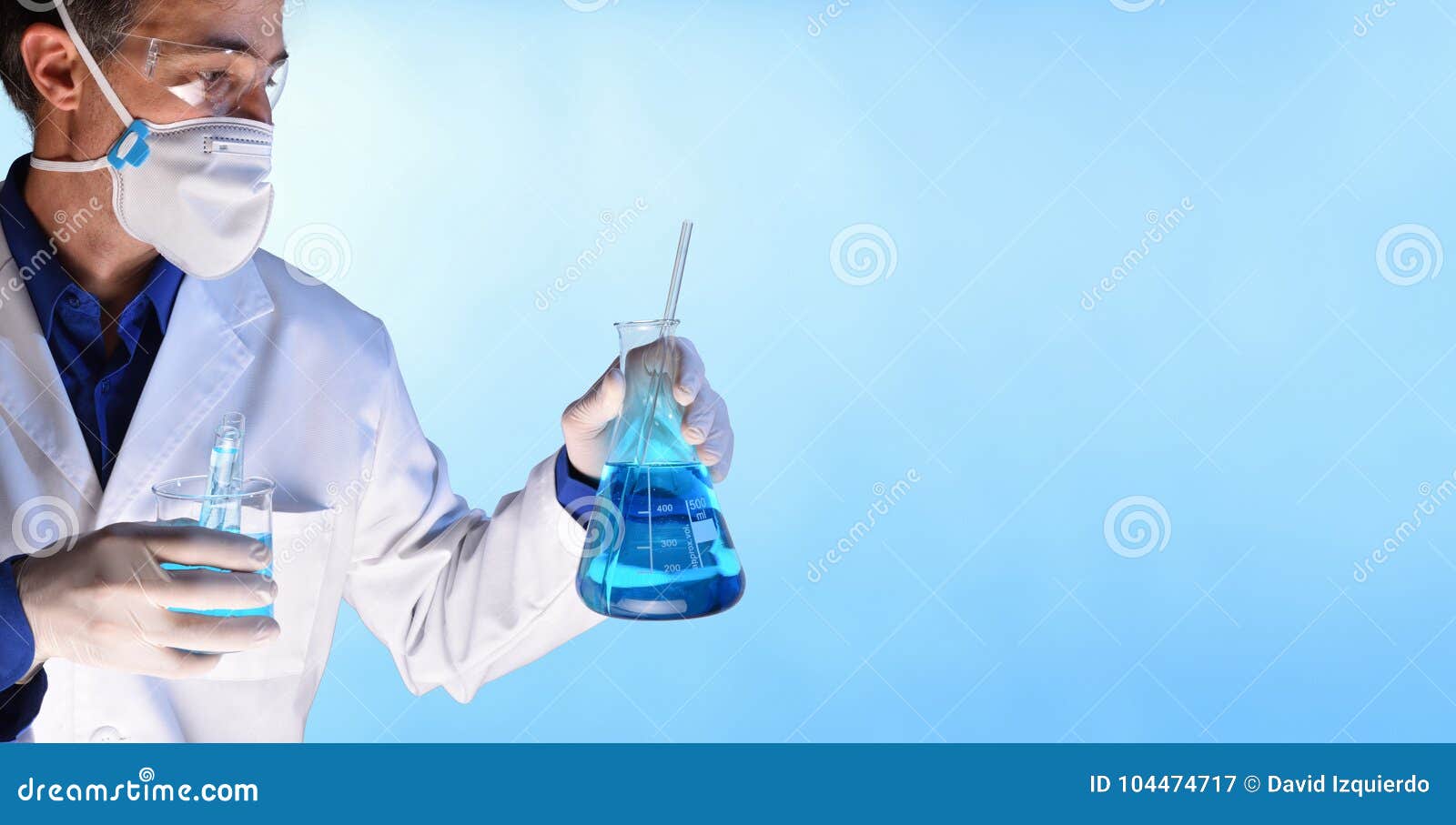 Worker with Supply of Laboratory Material with Glassware and Pro Stock