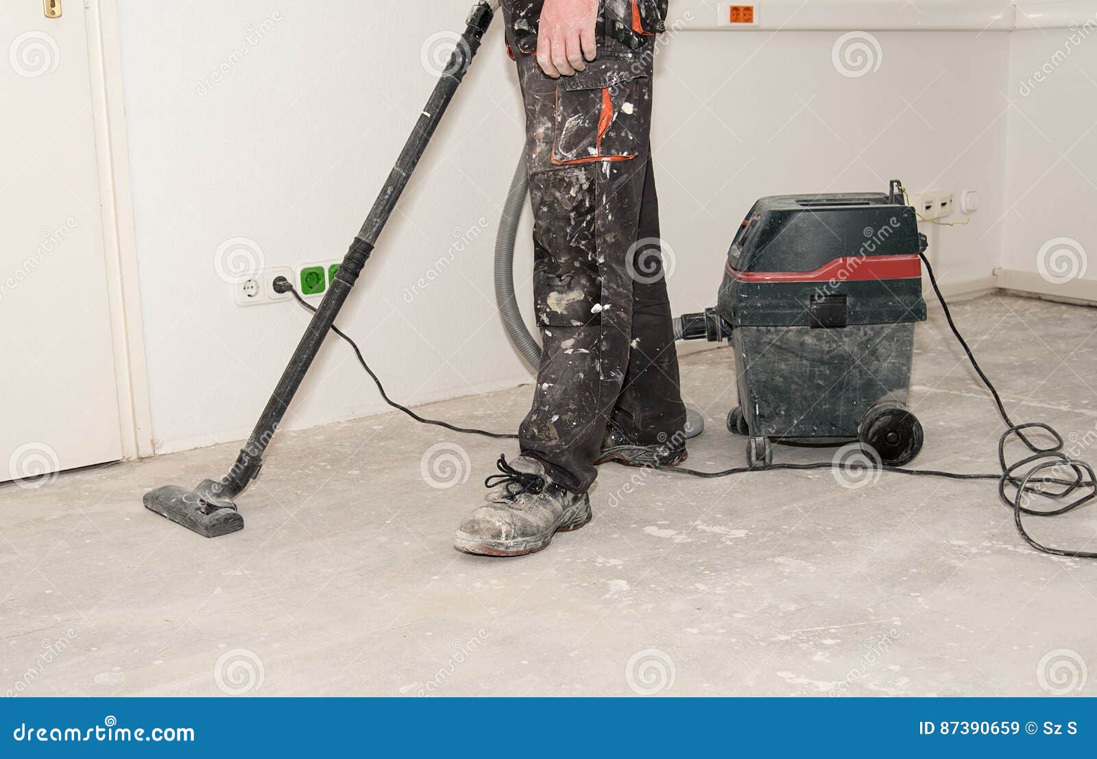 Worker Use Vacuum Cleaner in Construction Stock Image Image of