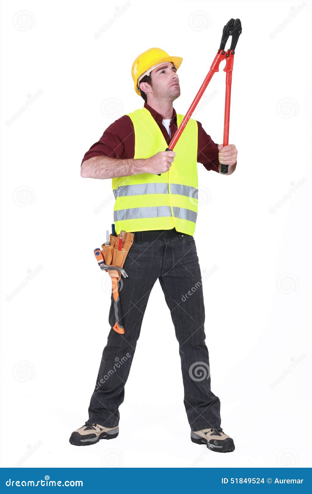 Worker using bolt cutters stock photo. Image of level 51849524
