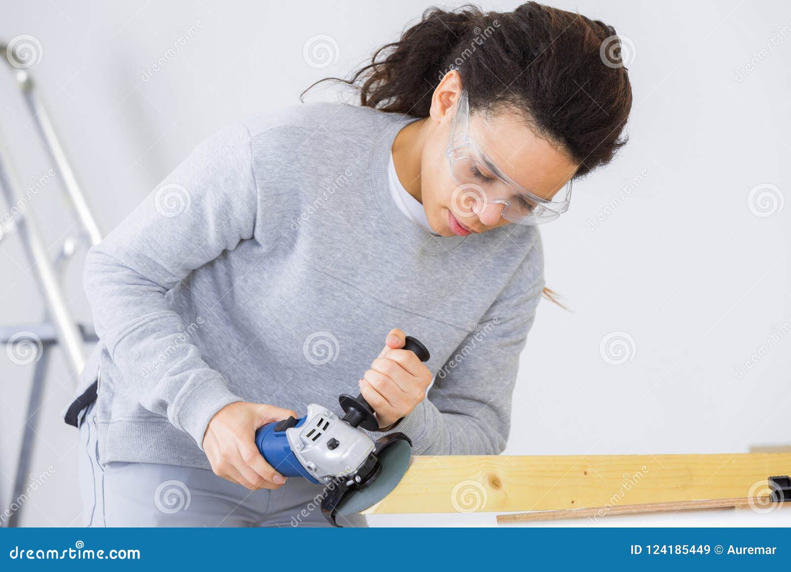 Worker Using Electric Sander Stock Image Image of rotary