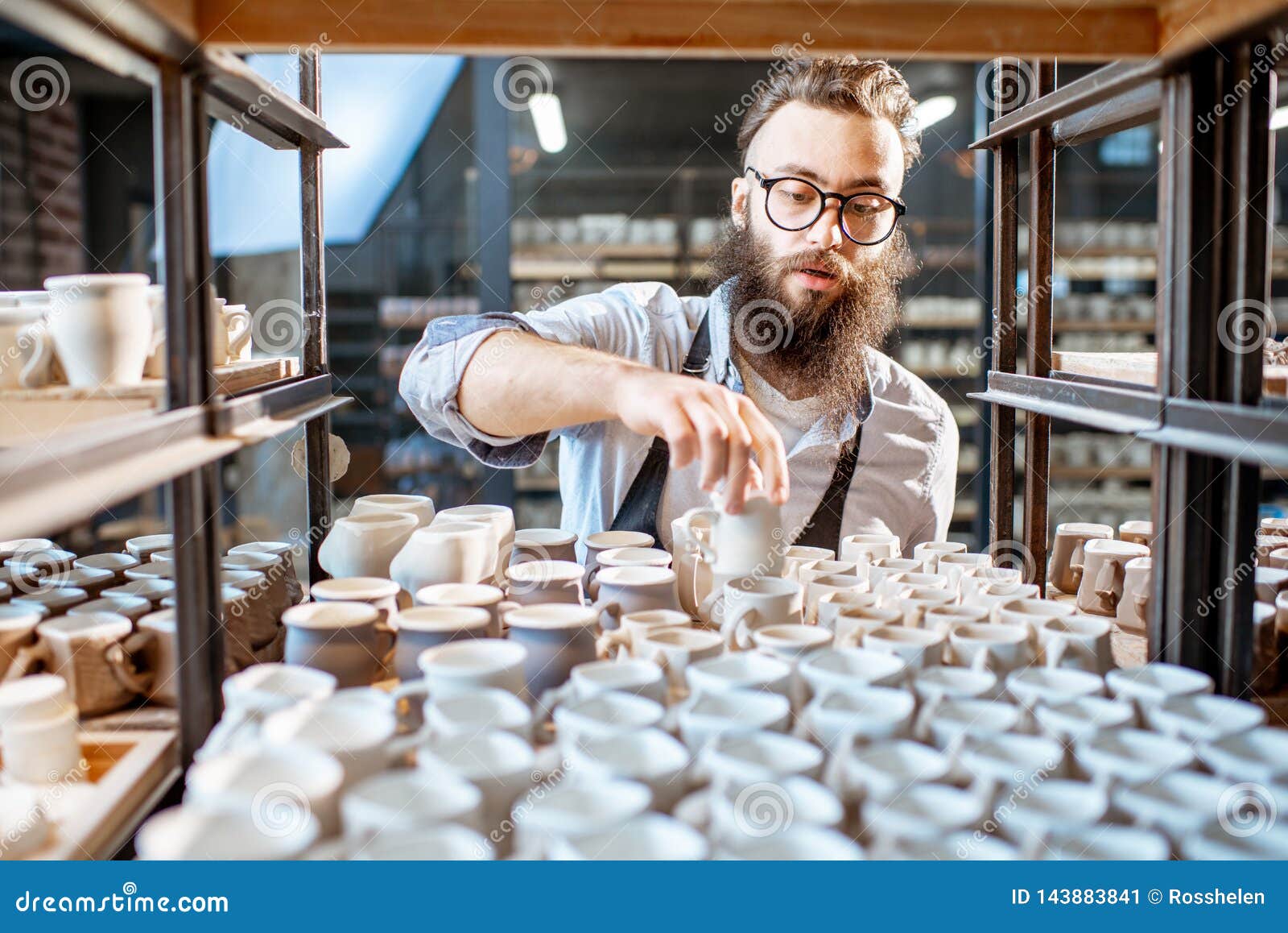 Worker at the Warehouse of the Pottery Stock Image Image of people