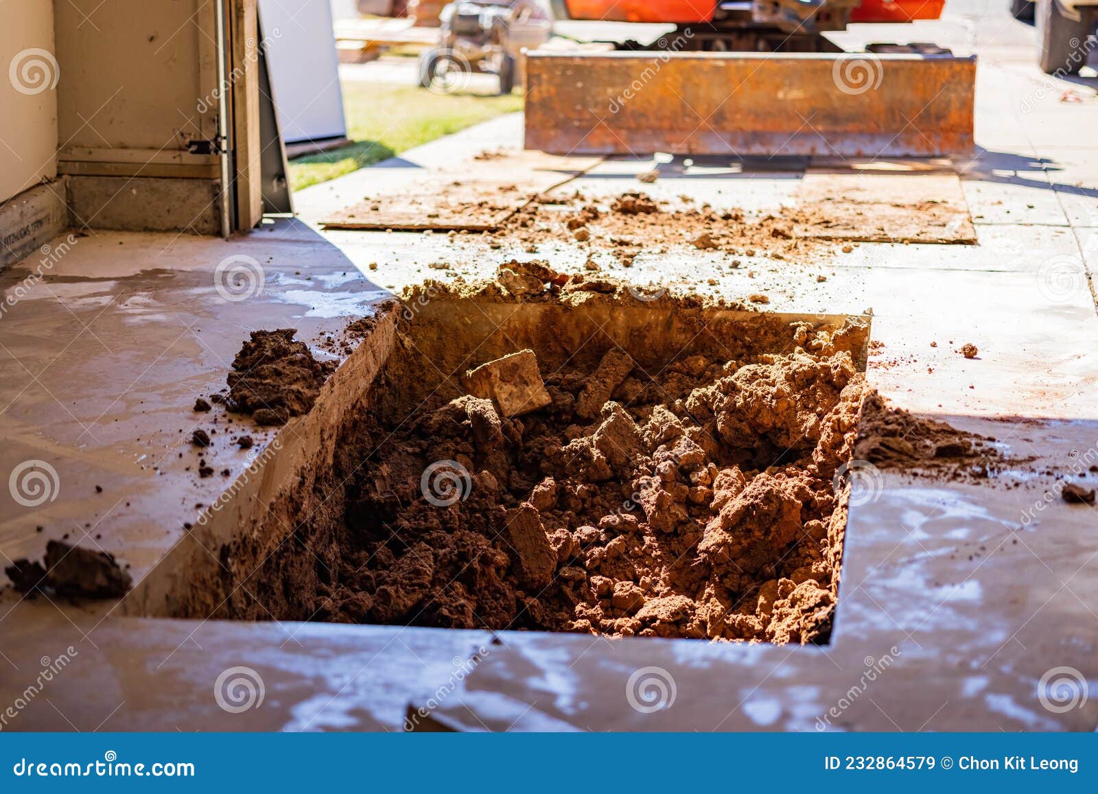 Worker Was Working on a Garage Underground Storm Shelter Installation