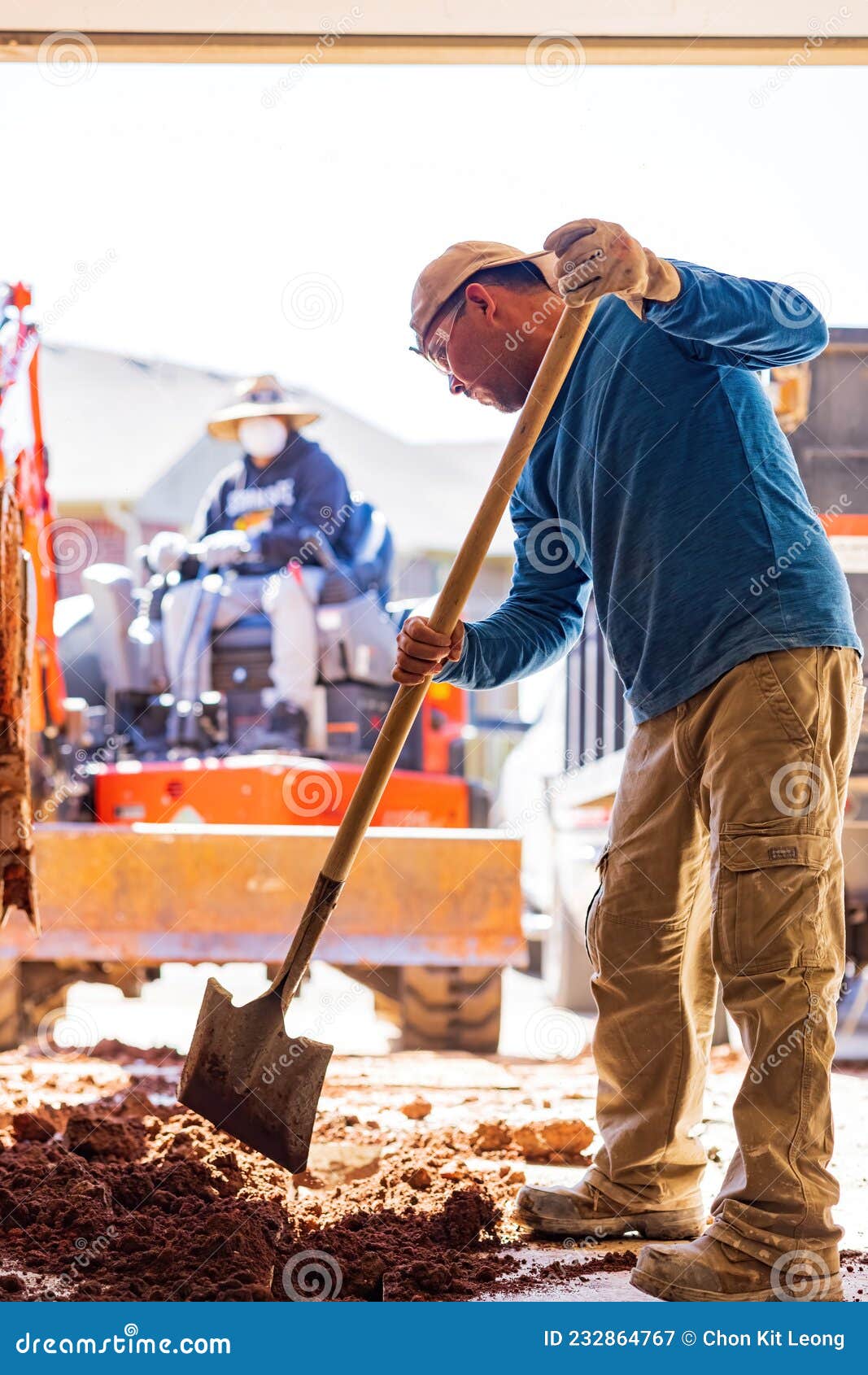 Worker Was Working on a Garage Underground Storm Shelter Installation