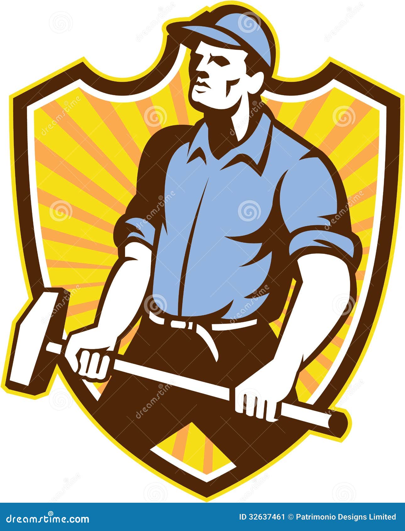 Worker With A Sledgehammer Stock Vector Logo 156005460