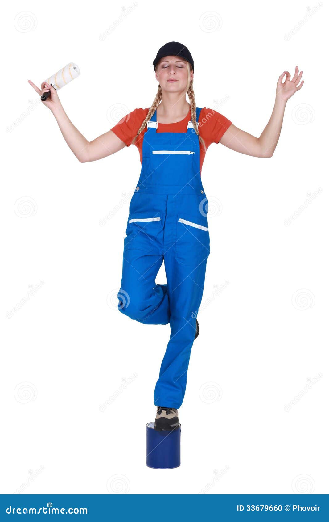 Worker in a yoga pose stock photo. Image of meditating 33679660