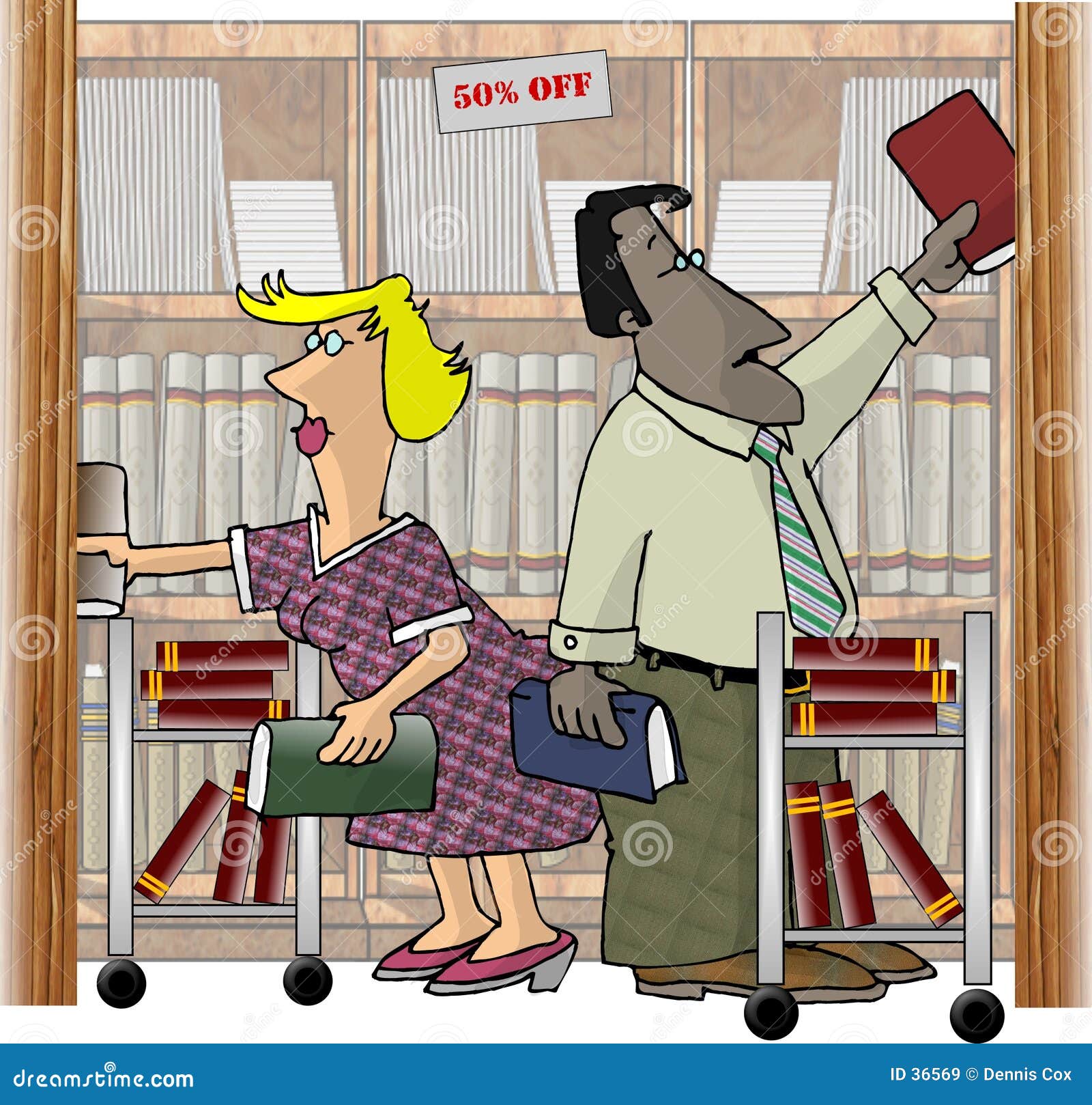Workers in a Bookstore stock illustration. Illustration of caraman 36569