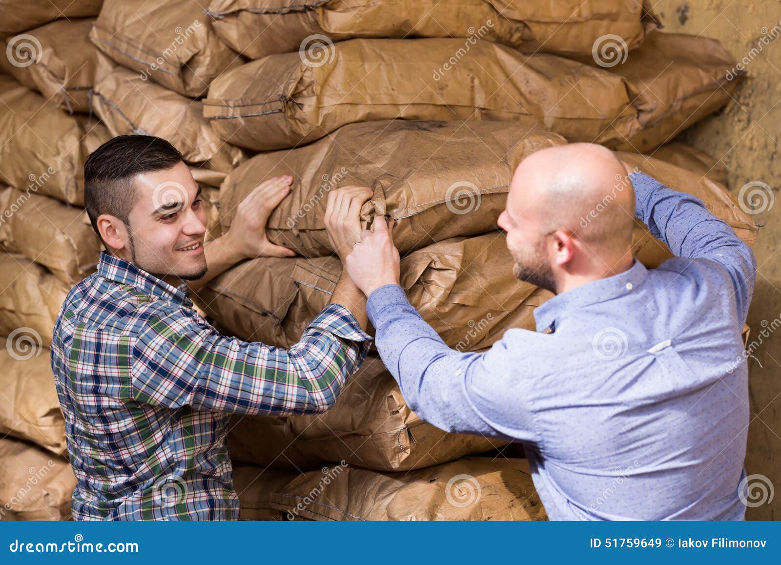 Workers Carrying Bags of Cement Stock Image Image of handle