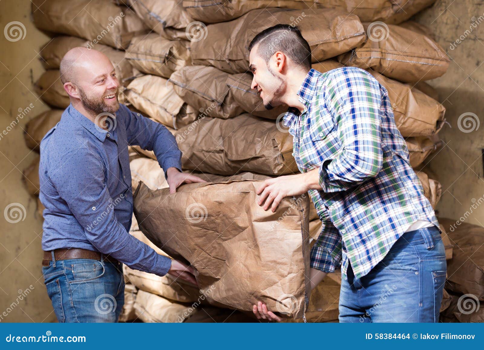 Workers Carrying Bags of Cement Stock Photo Image of russian, handle