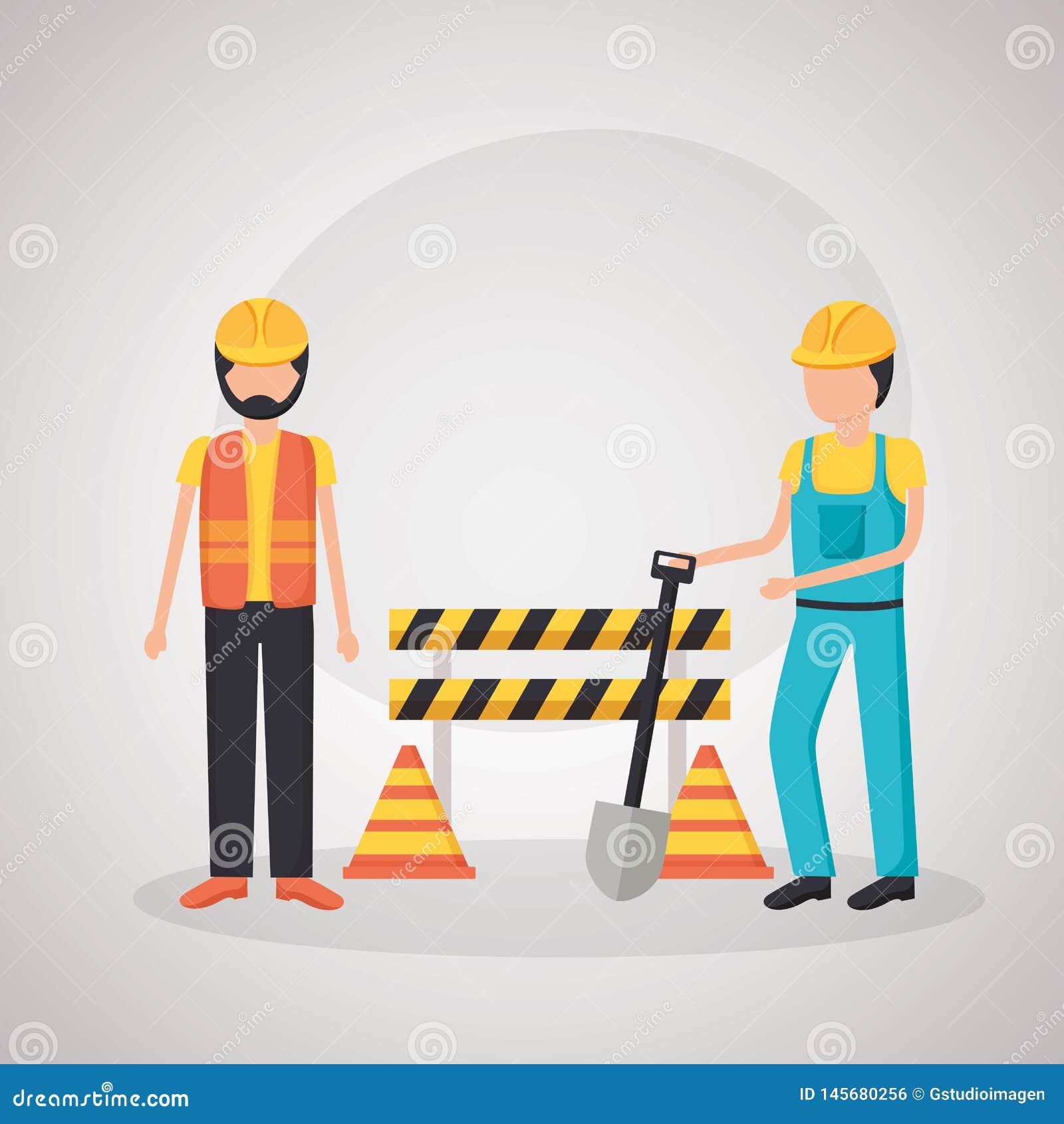 Workers Construction Equipment Stock Illustration Illustration of