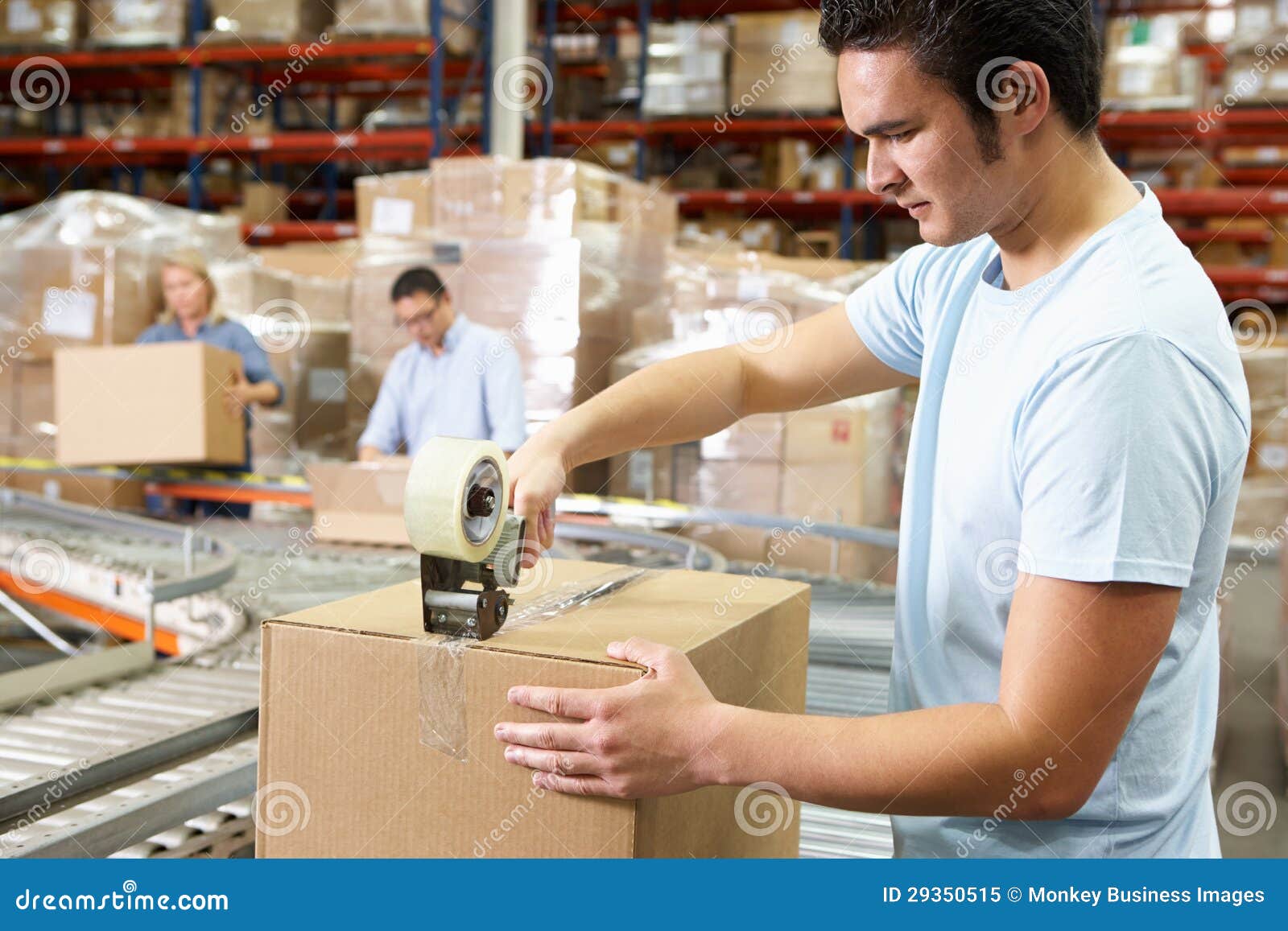 workers in distribution warehouse