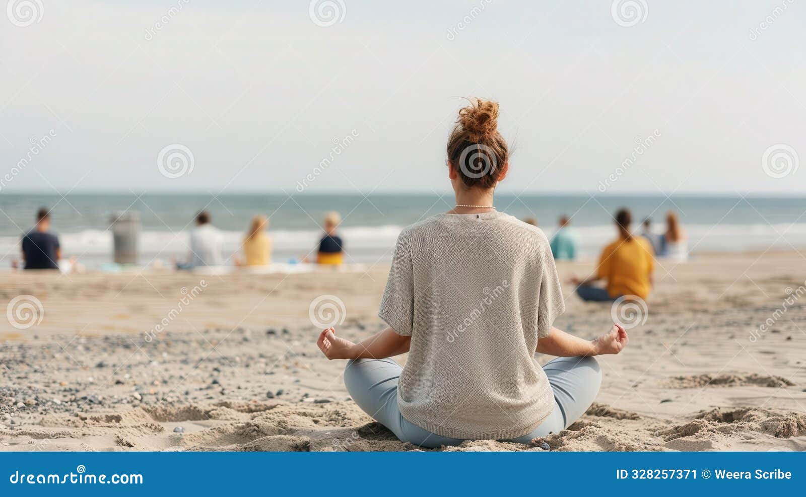 workers enjoying a day at the beach on labor day, practicing mindfulness and relaxation techniques, mental health, stress