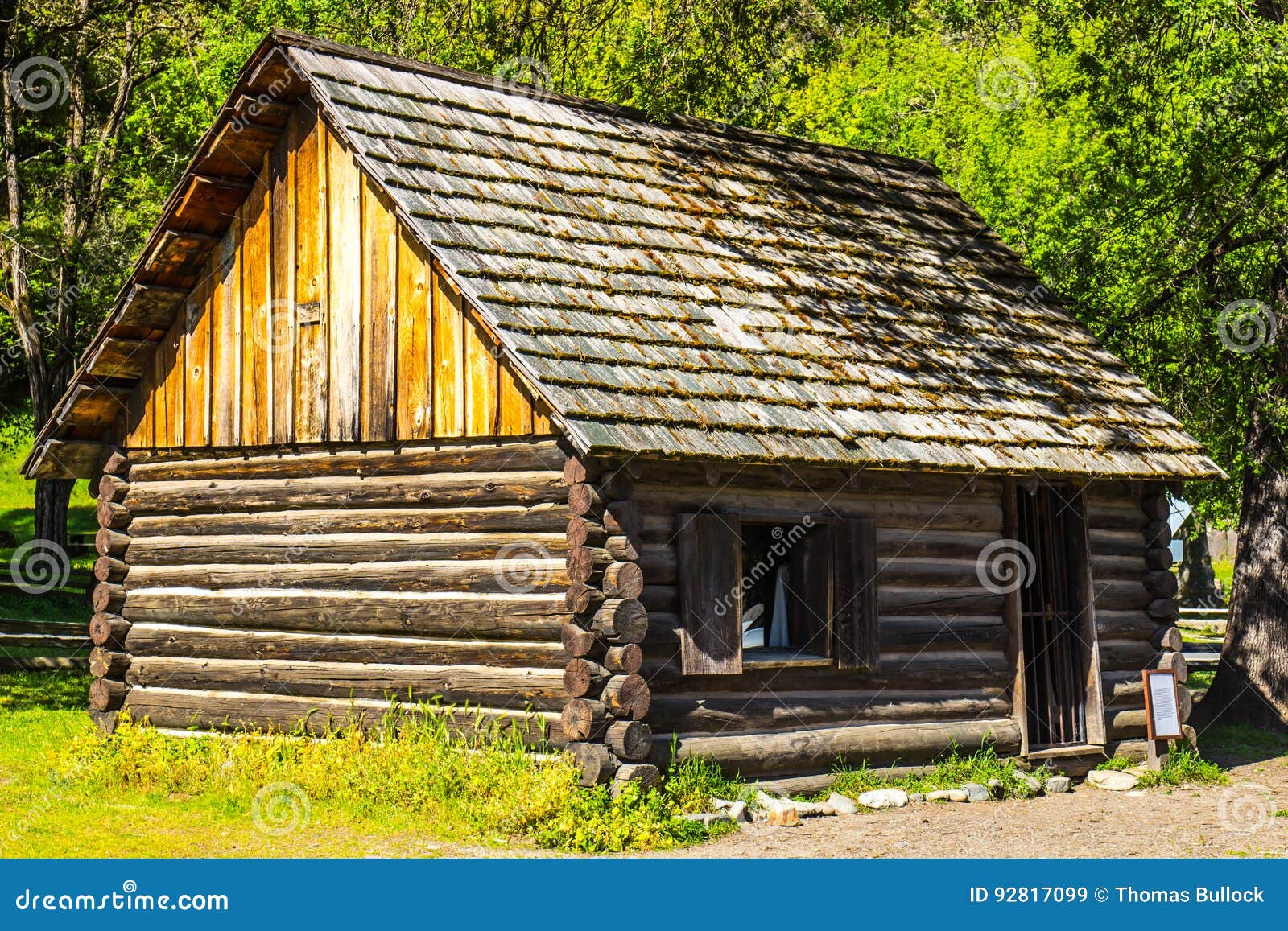 Workers Log Cabin in Old Mining Town Stock Image - Image of bars ...
