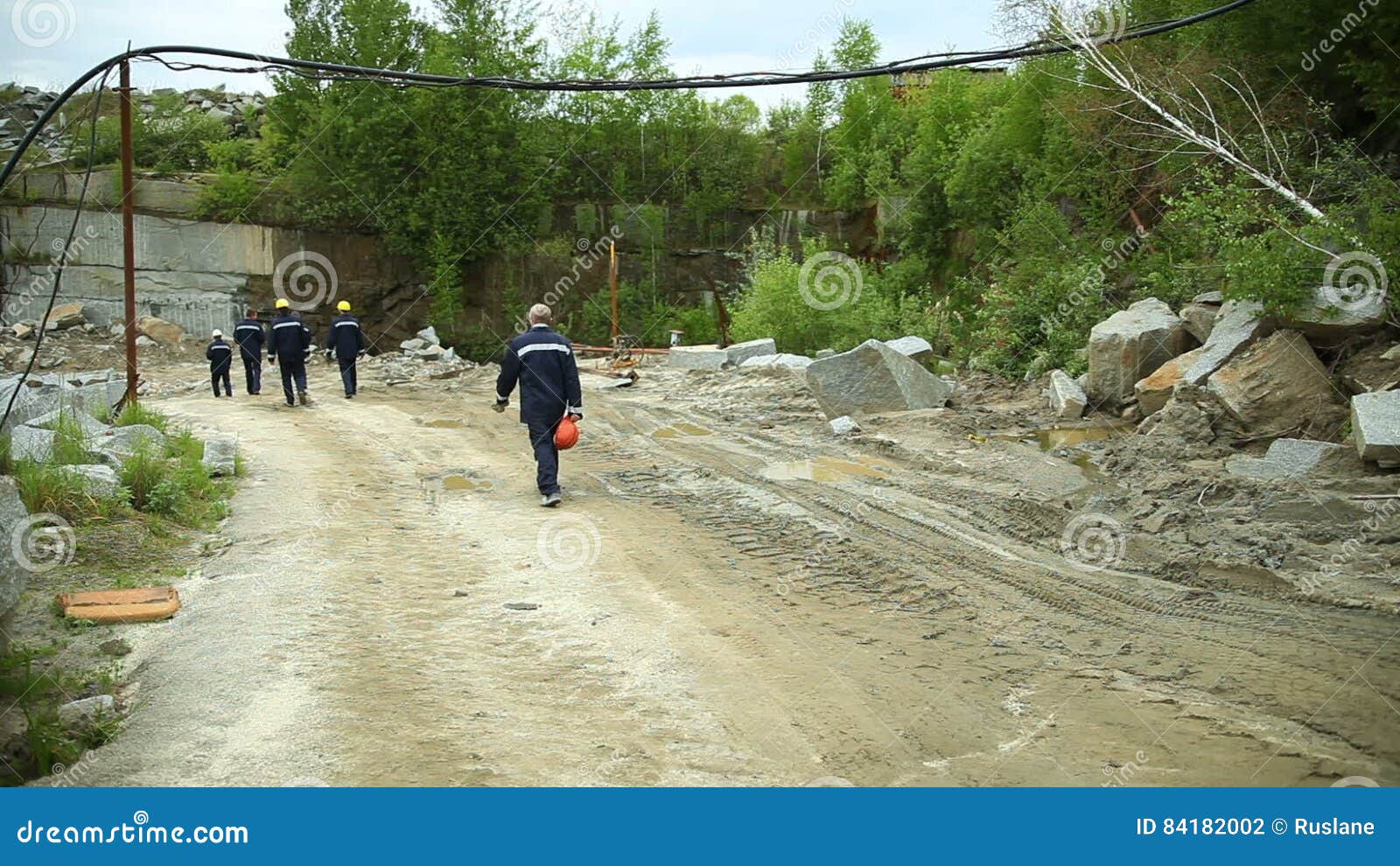 Workers in a stone quarry stock footage. Video of factory 84182002