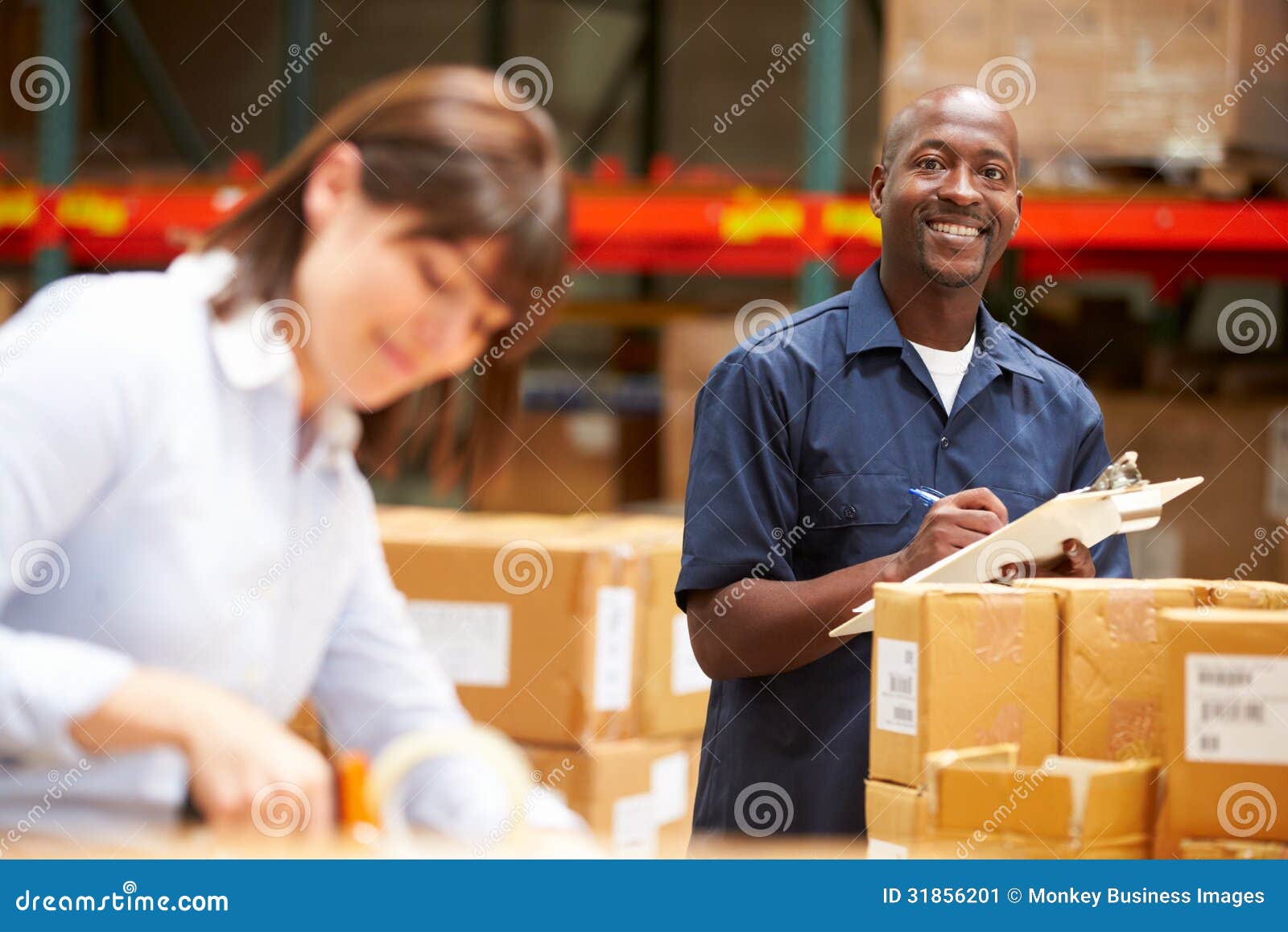 Workers in Warehouse Preparing Goods for Dispatch Stock Image Image