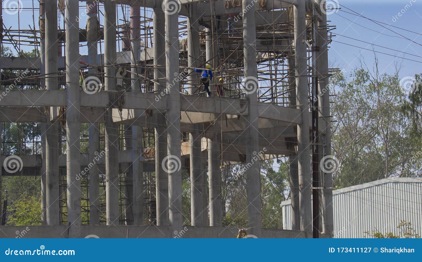 Workers at Water Tank Construction Stock Image Image of cement