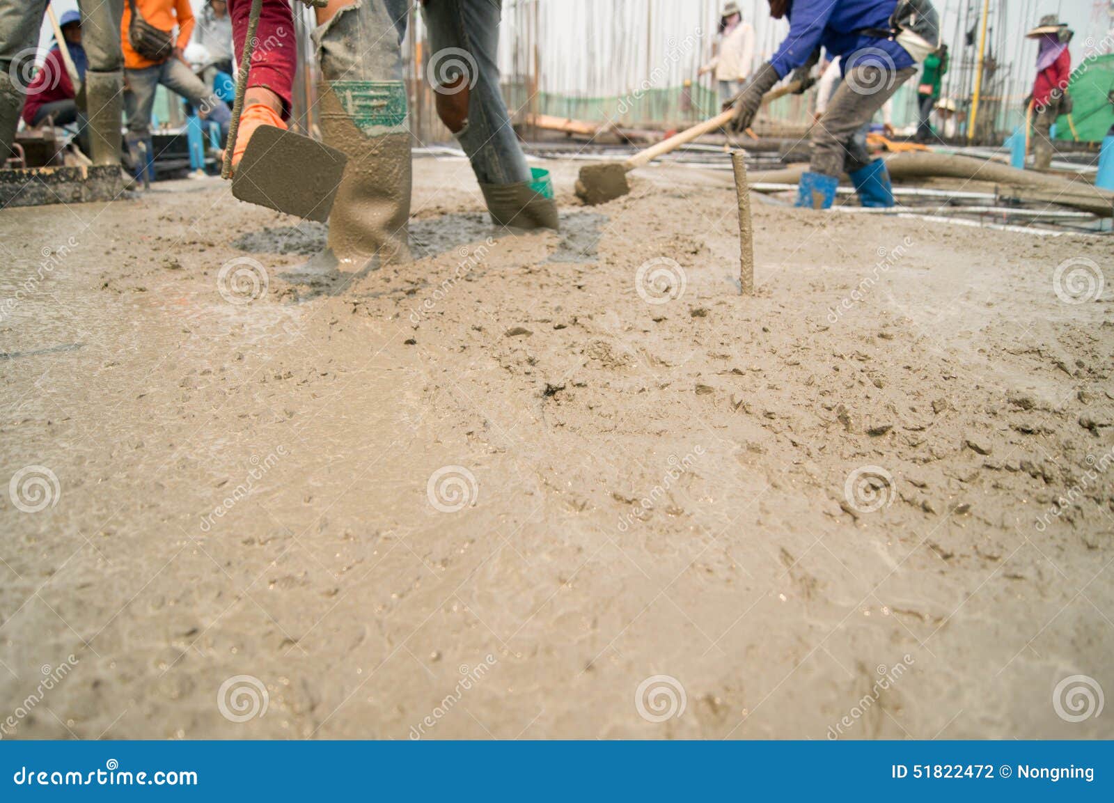 Workers Were Pouring Concrete Stock Photo Image of builder, hand