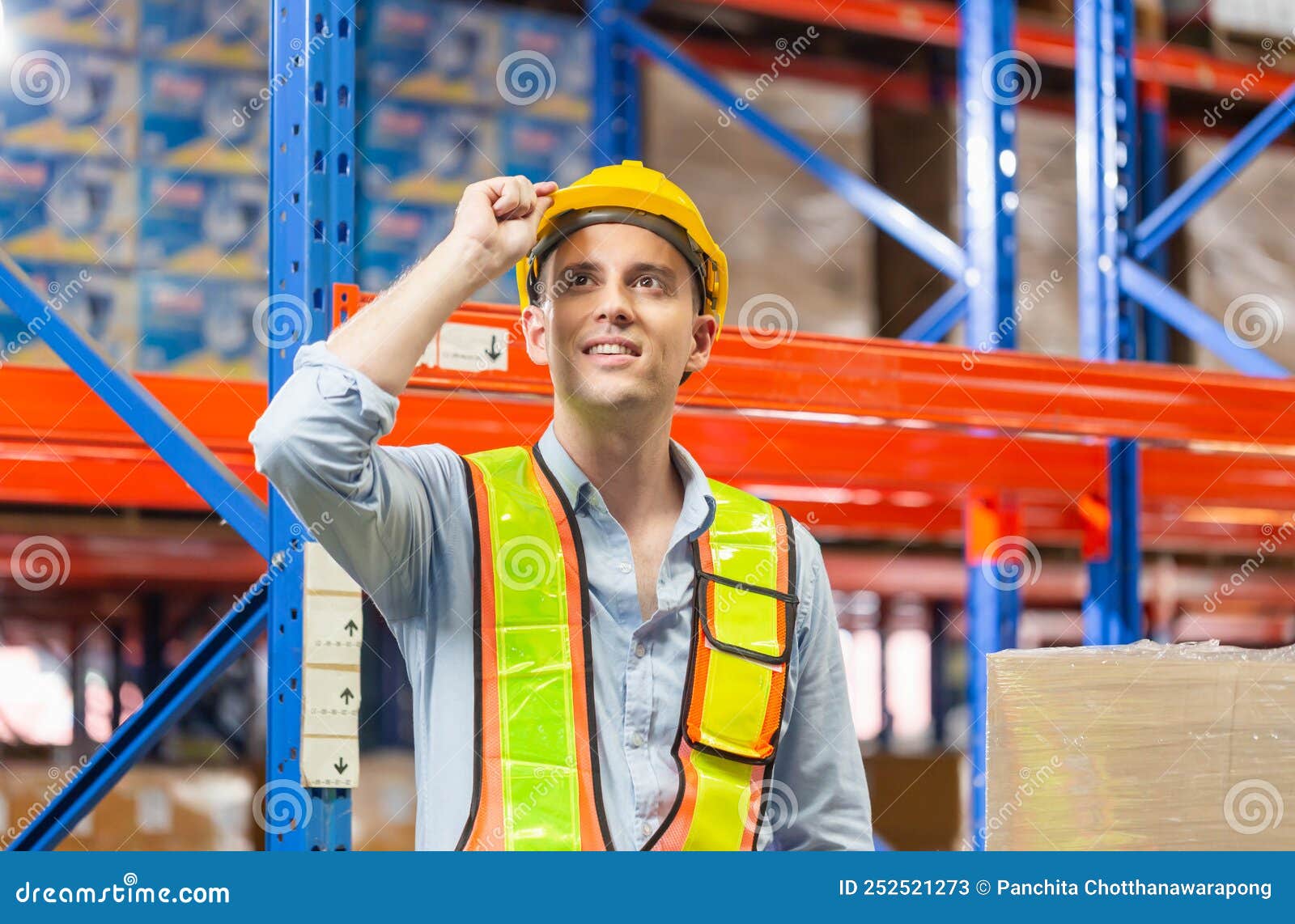 Workers Working in Warehouse, , Foreman Worker Checking Inventory and