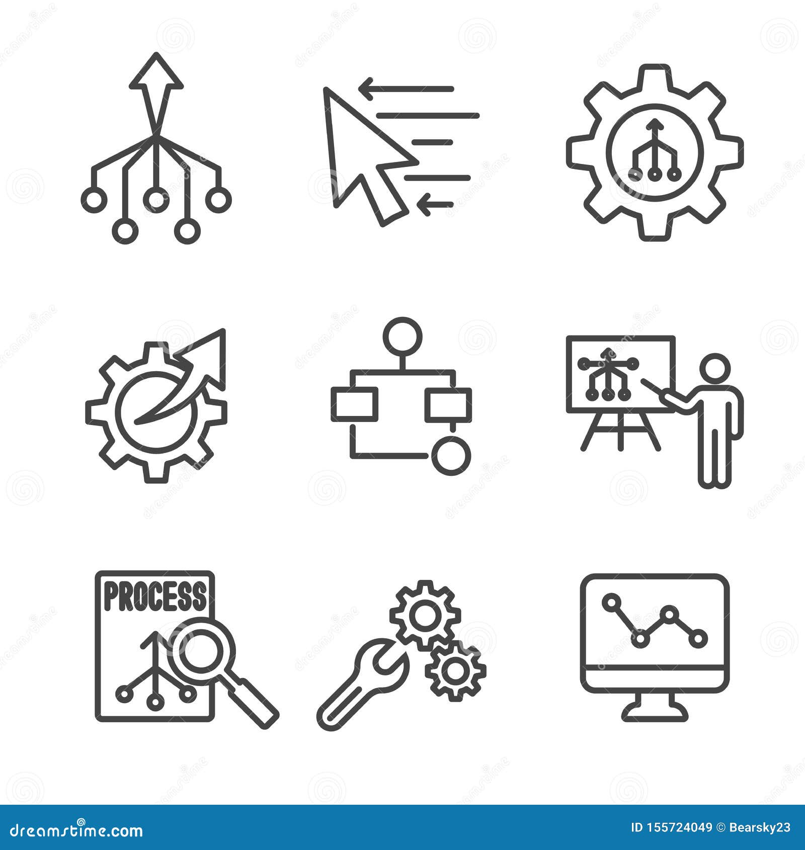 workflow efficiency icon set - has operations, processes, automation, etc