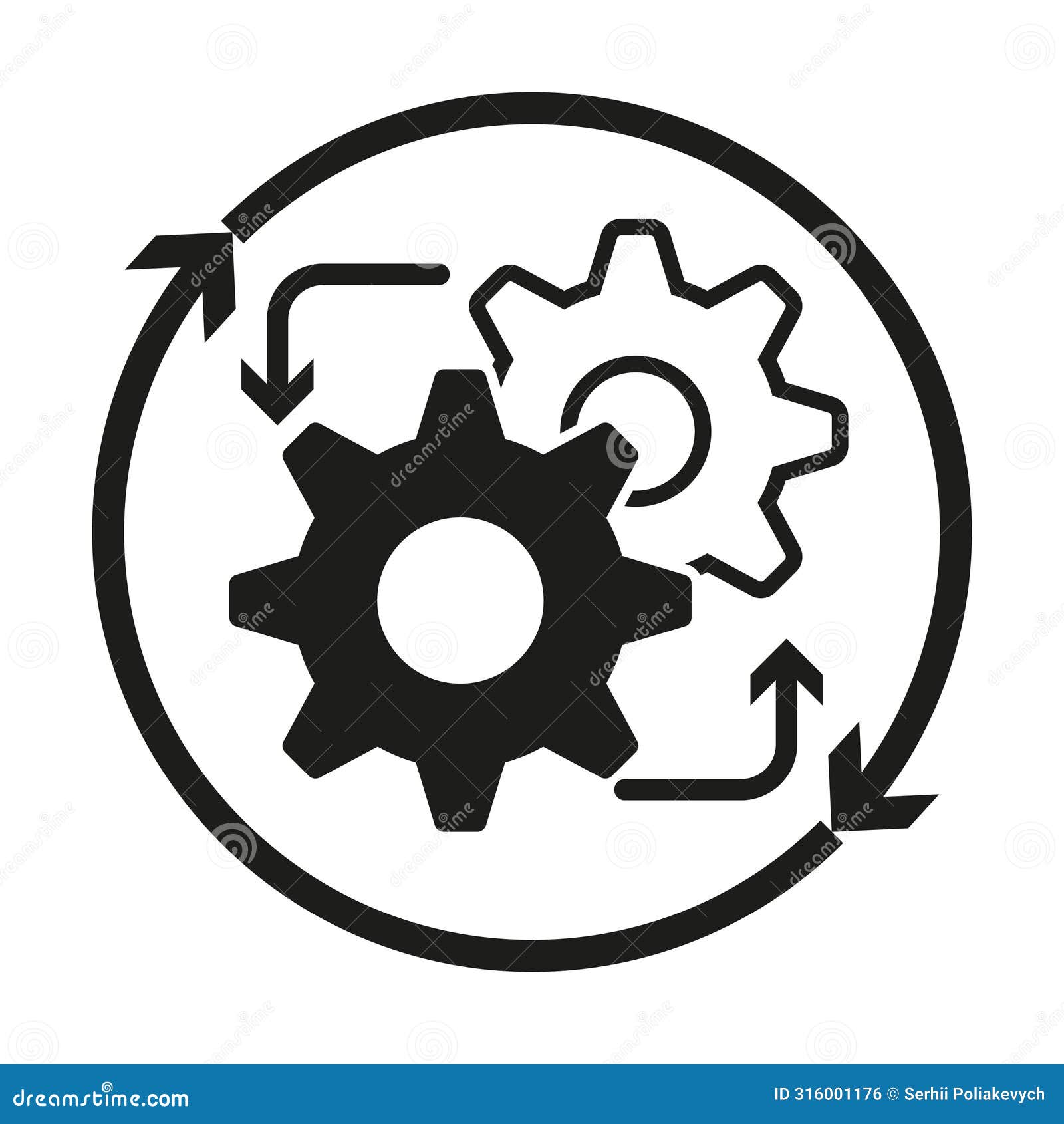 Workflow Process Icon. Gear Operation Cycle. Efficiency System Concept