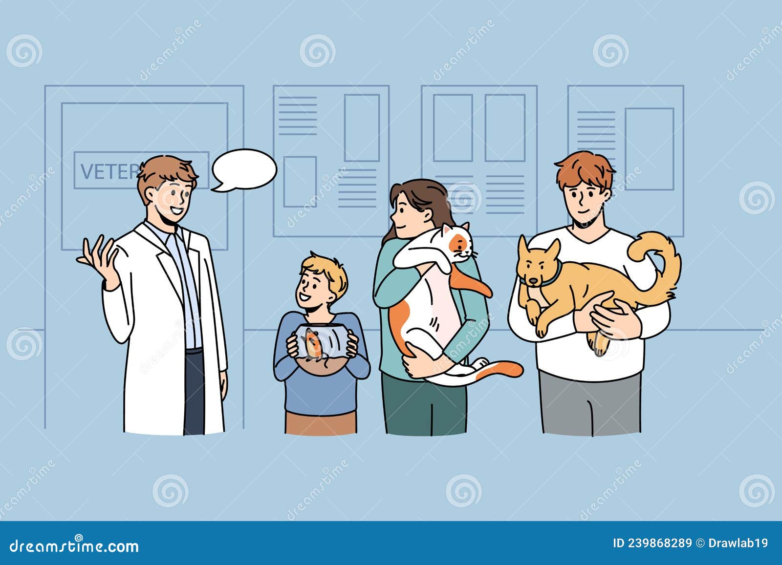 Working As Veterinarian with Animals Concept Stock Illustration