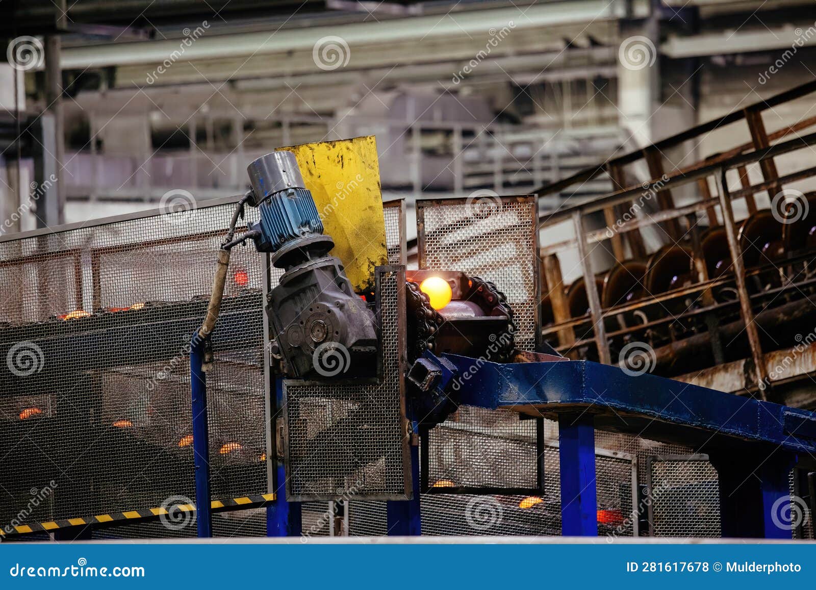 Working Ball Rolling Mill. Production of Steel Grinding Balls Stock