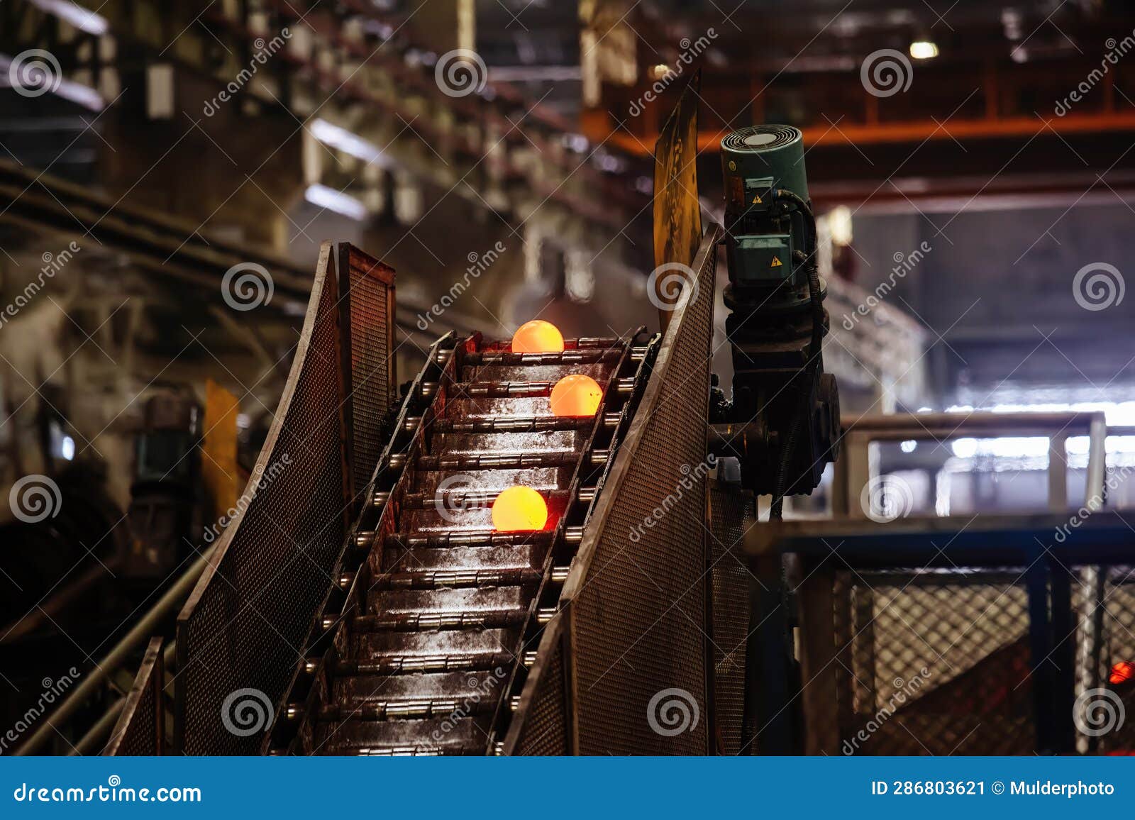 Working Ball Rolling Mill. Production of Steel Grinding Balls Stock