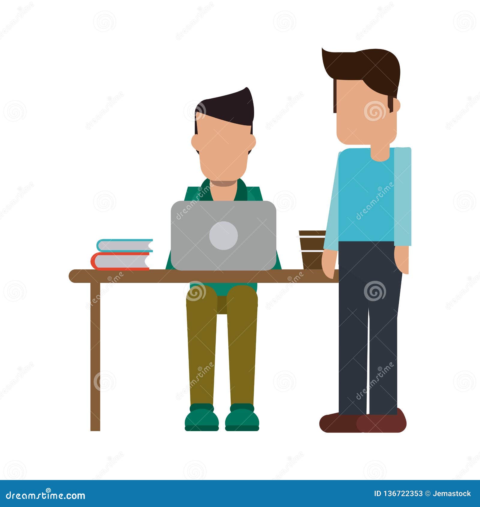 Working with Computer Avatar Stock Vector - Illustration of strategy ...