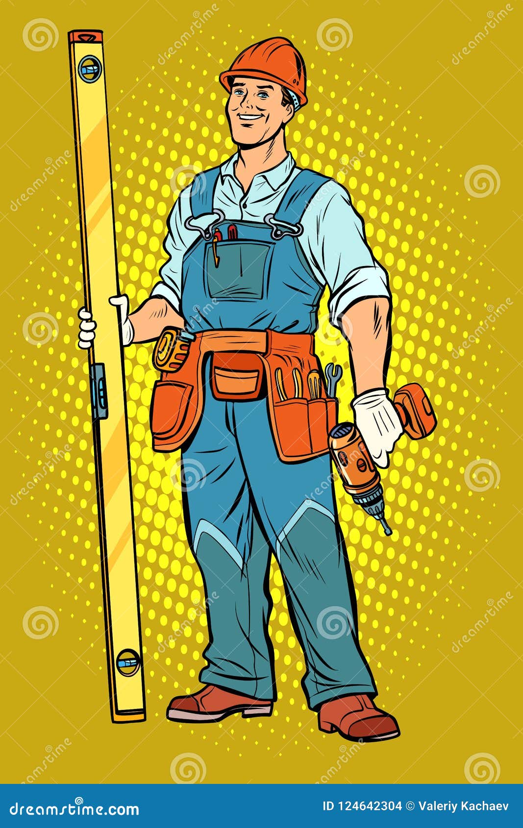 Working with a Drill, Home Repair Stock Vector - Illustration of ...