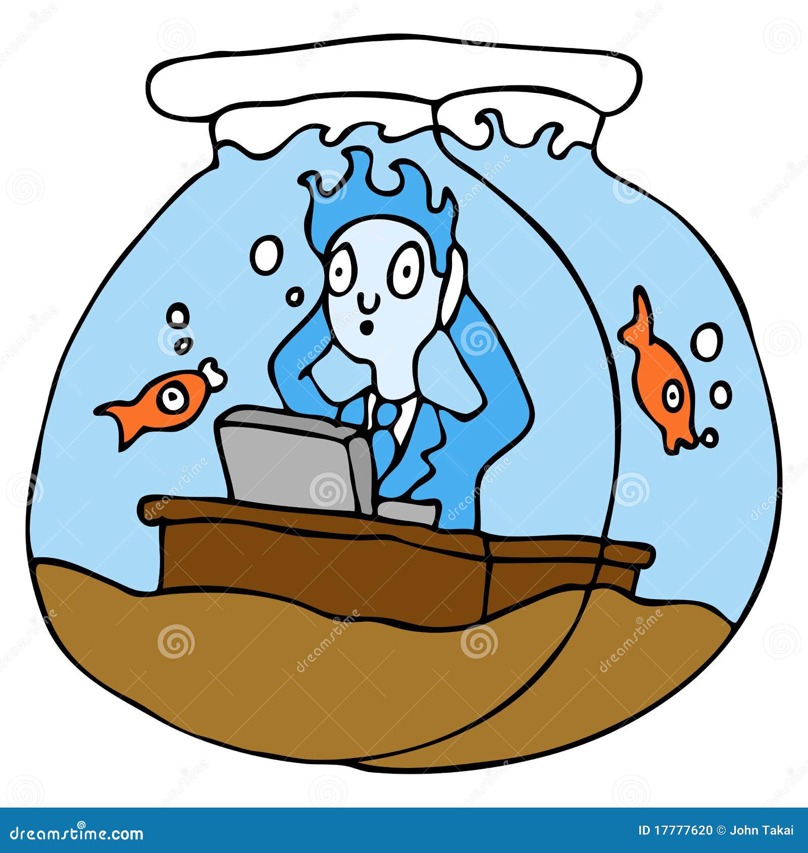 Working in a Fish Bowl stock vector. Illustration of woman 17777620