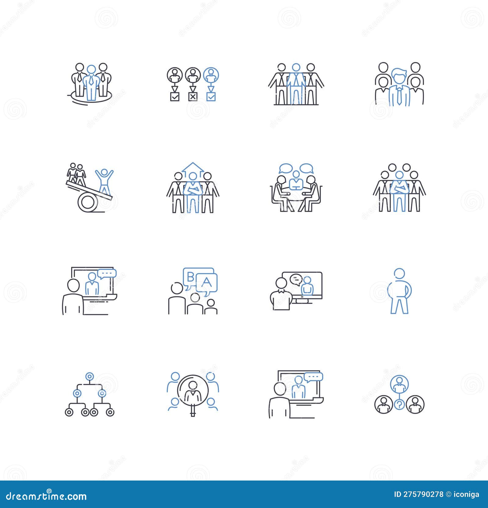 working group line icons collection. collaboration, team, brainstorming, taskforce, synergy, cooperation, agenda 