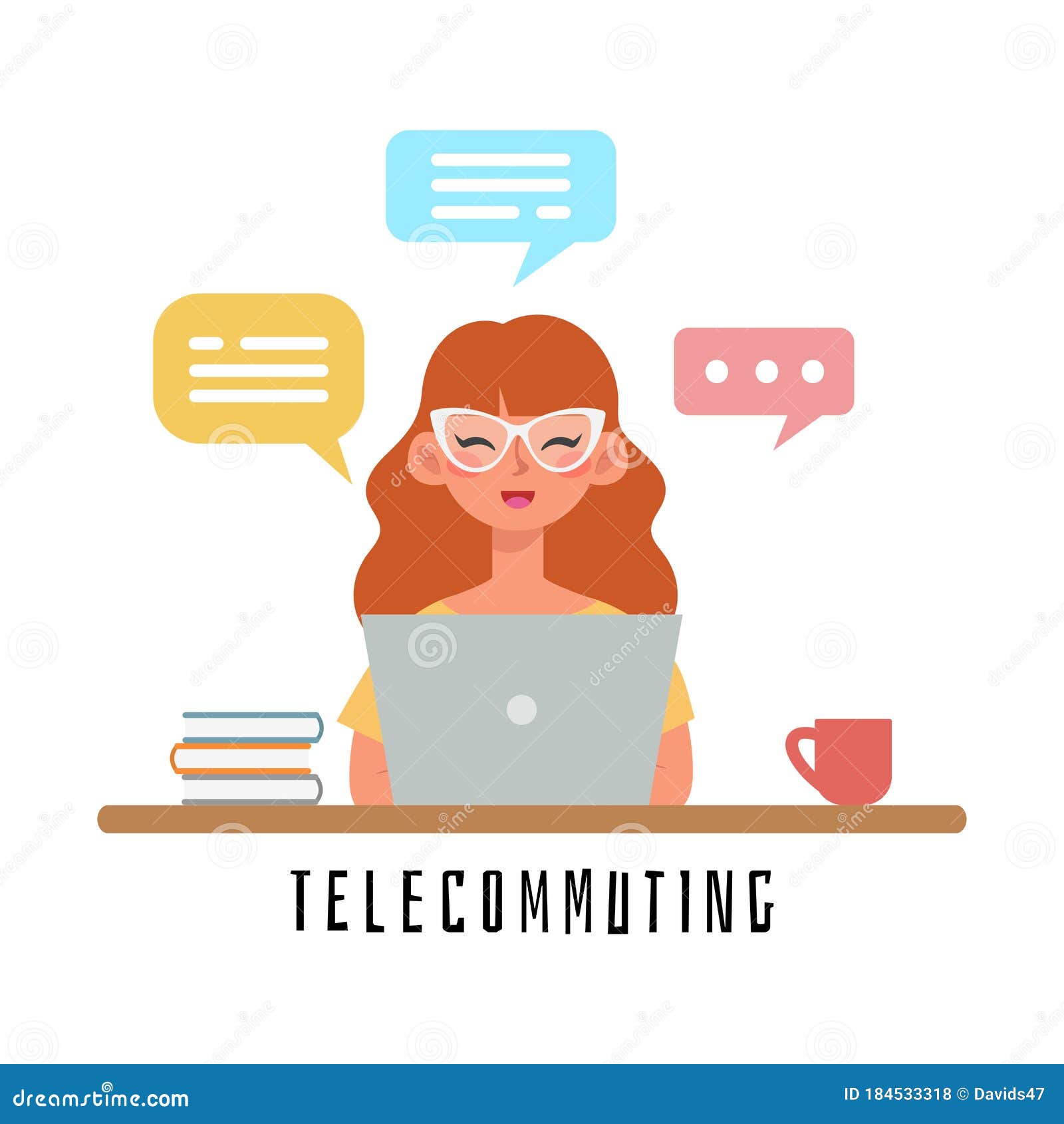 Working in home office stock vector. Illustration of office 184533318