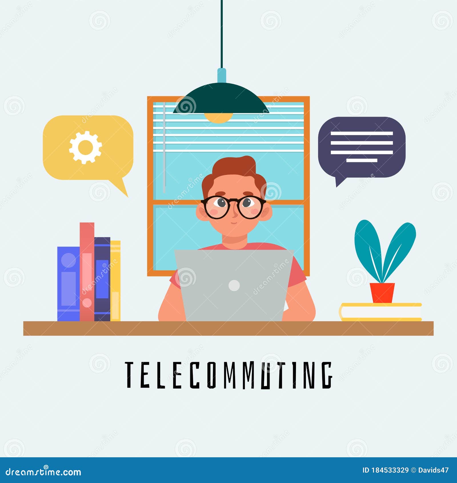 Working in home office stock vector. Illustration of quarantine 184533329