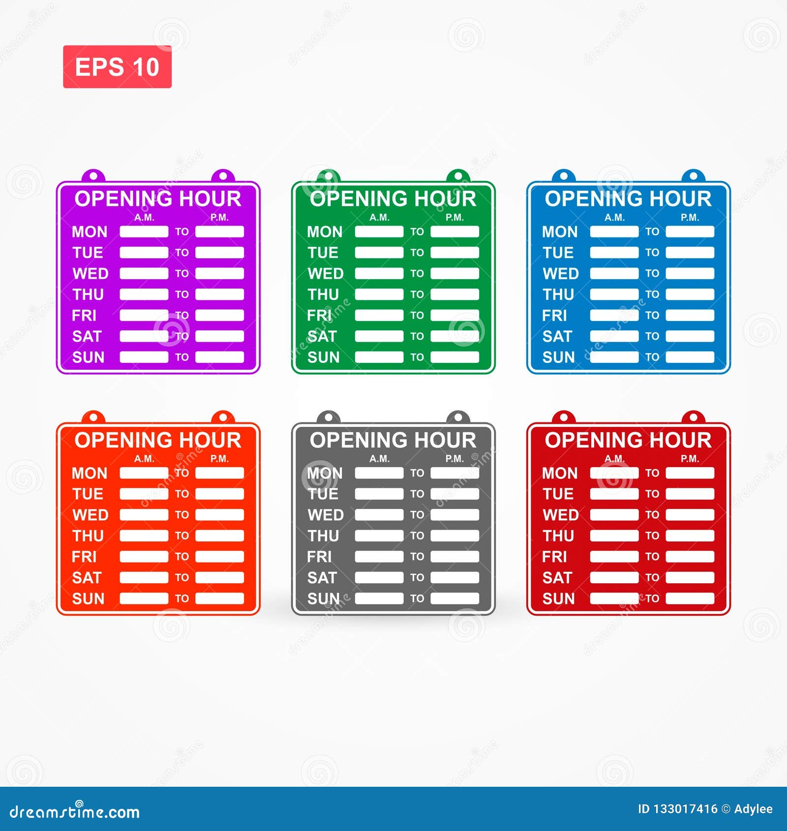 Working Hour Or Opening Hour Sign With Six Colors Stock Vector working-hour-or-opening-hour-sign-with-six-colors-stock-vector