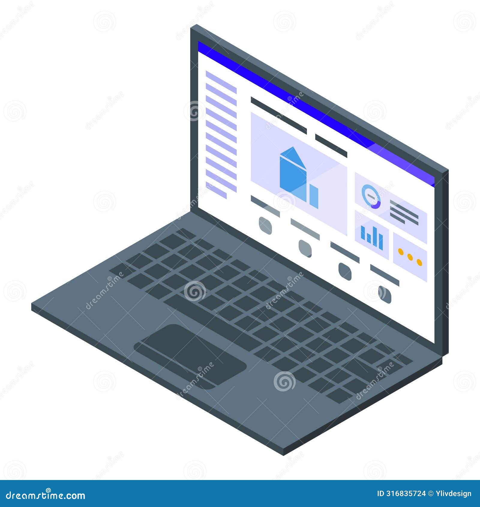 working laptop icon isometric . powerful computer
