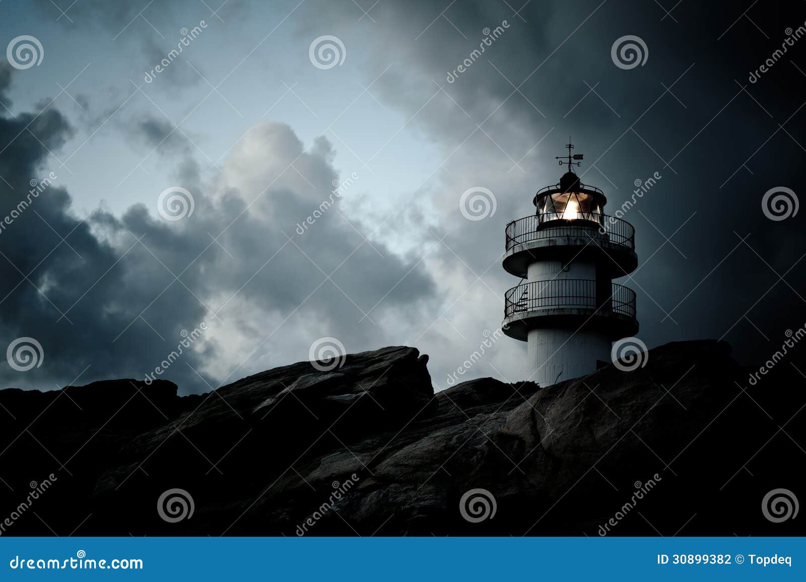 Working Lighthouse at Bad Weather Stock Photo Image of cliff, cloud 30899382