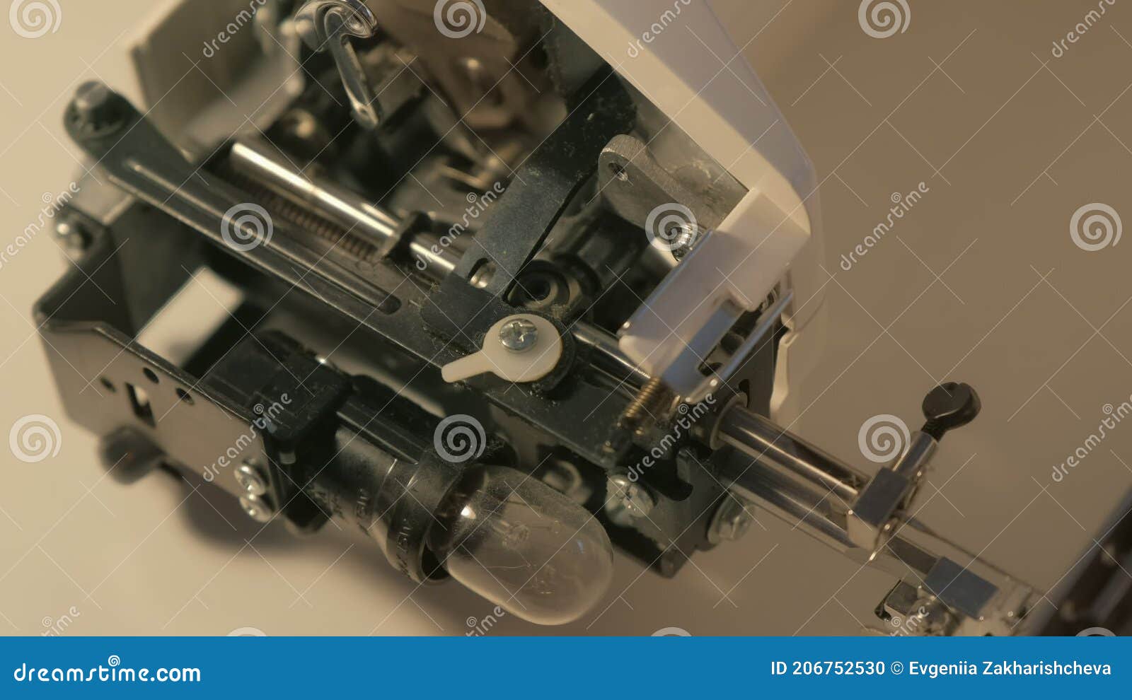 Working Mechanism of Sewing Machine Inside it, Closeup View. Stock Footage Video of