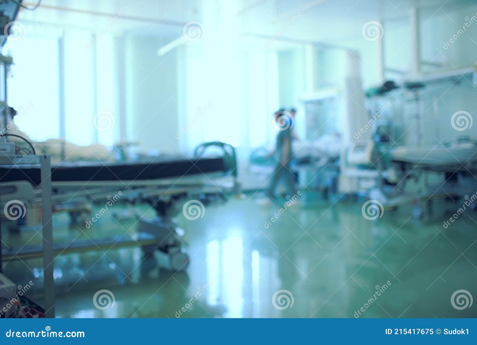 working medical staff in the intensive care unit, unfocused background
