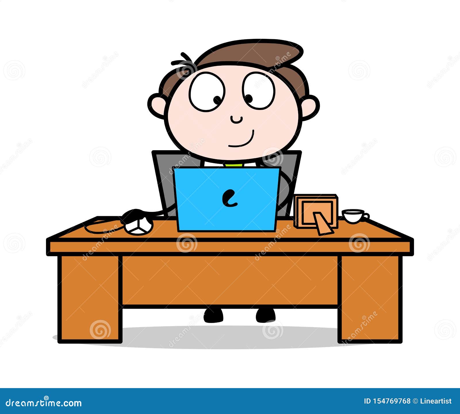 Working Online Work - Office Businessman Employee Cartoon Vector  Illustration Stock Illustration - Illustration of officer, secretary:  154769768