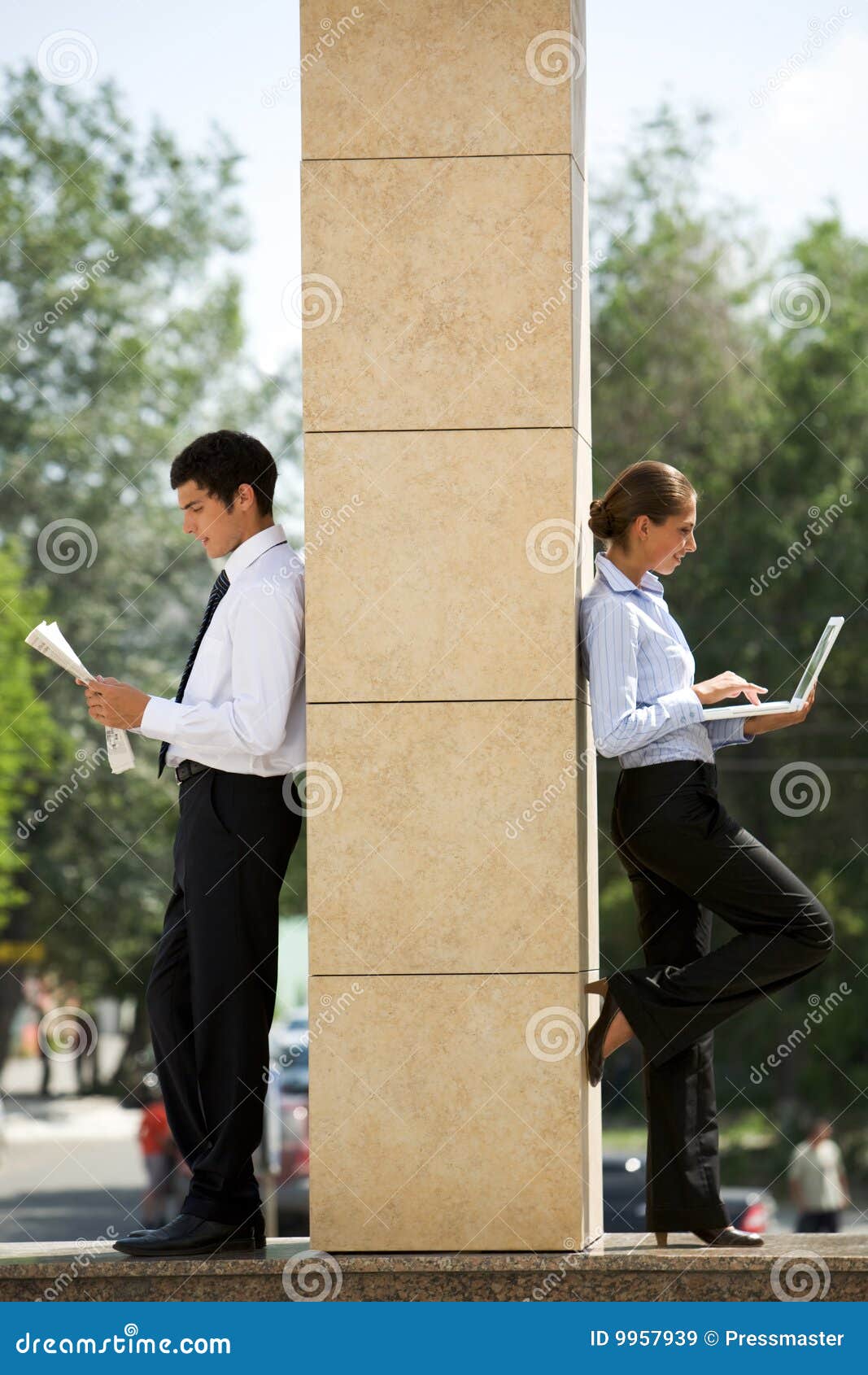 Working outside stock image. Image of cheerful, businesspeople 9957939