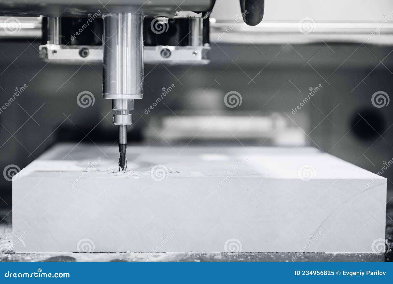 Working Plastic Body is Cutter of Drilling CNC Machine in Automatic