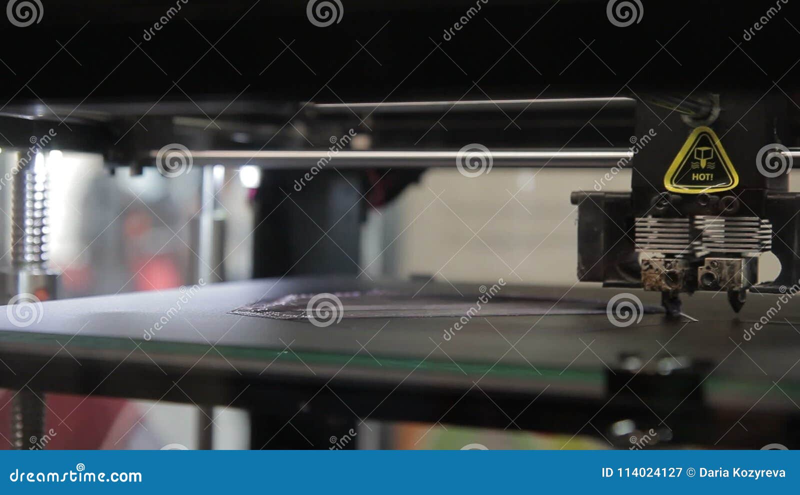 On Working Platform 3d of Printer Printhead Moves Along Axes. Stock