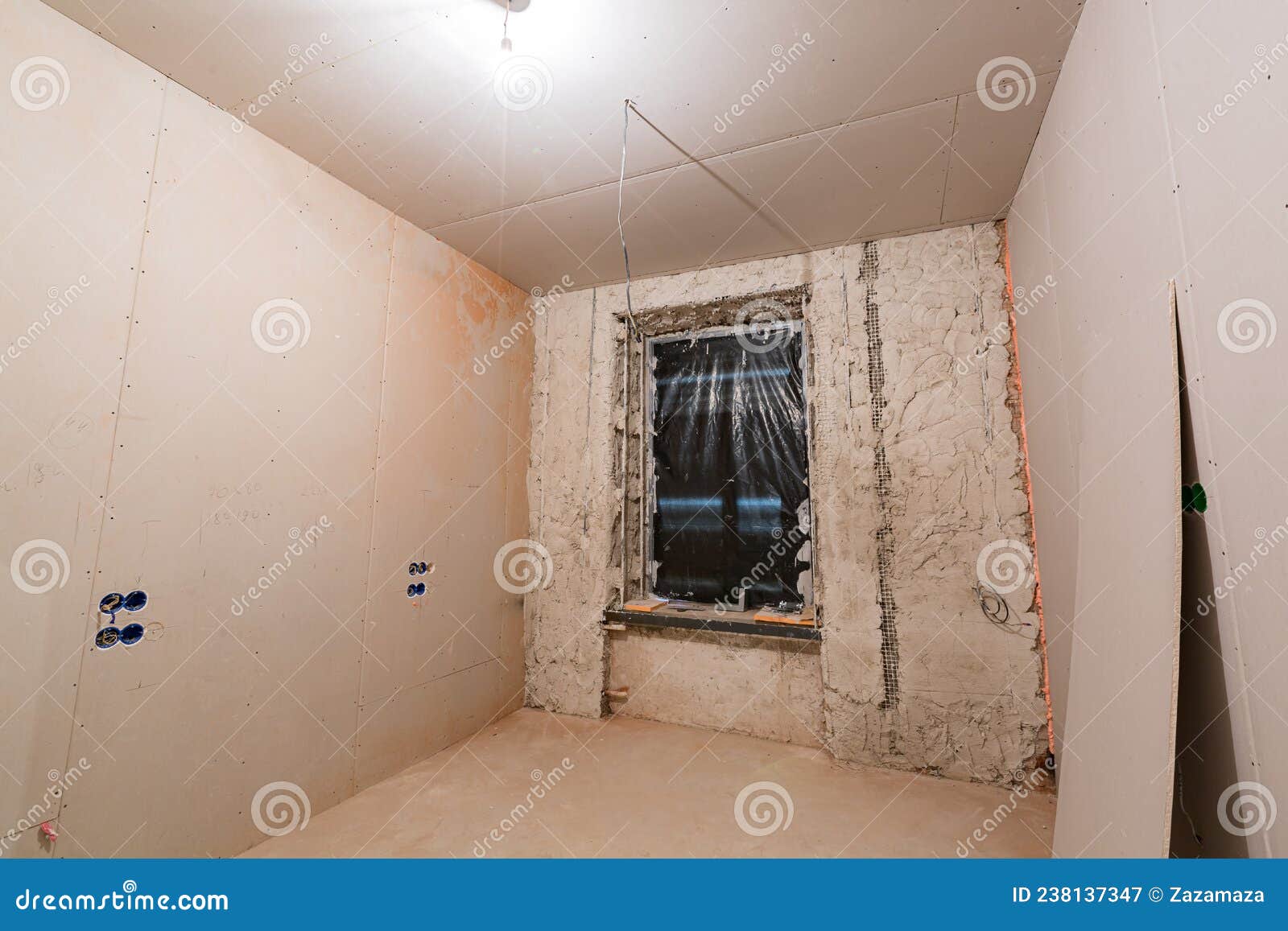 Working Process of Installing Gypsum Walls from Plasterboard drywall