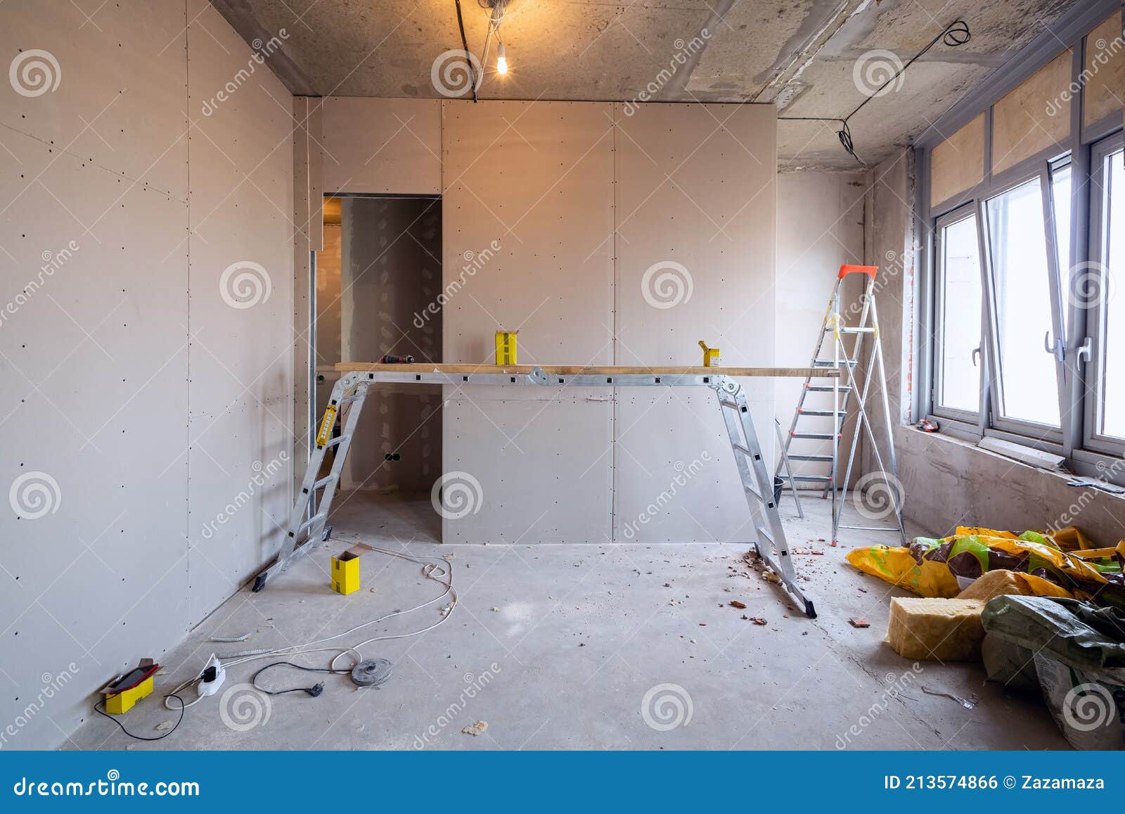 Working Process of Installing Metal Frames for Plasterboard drywall