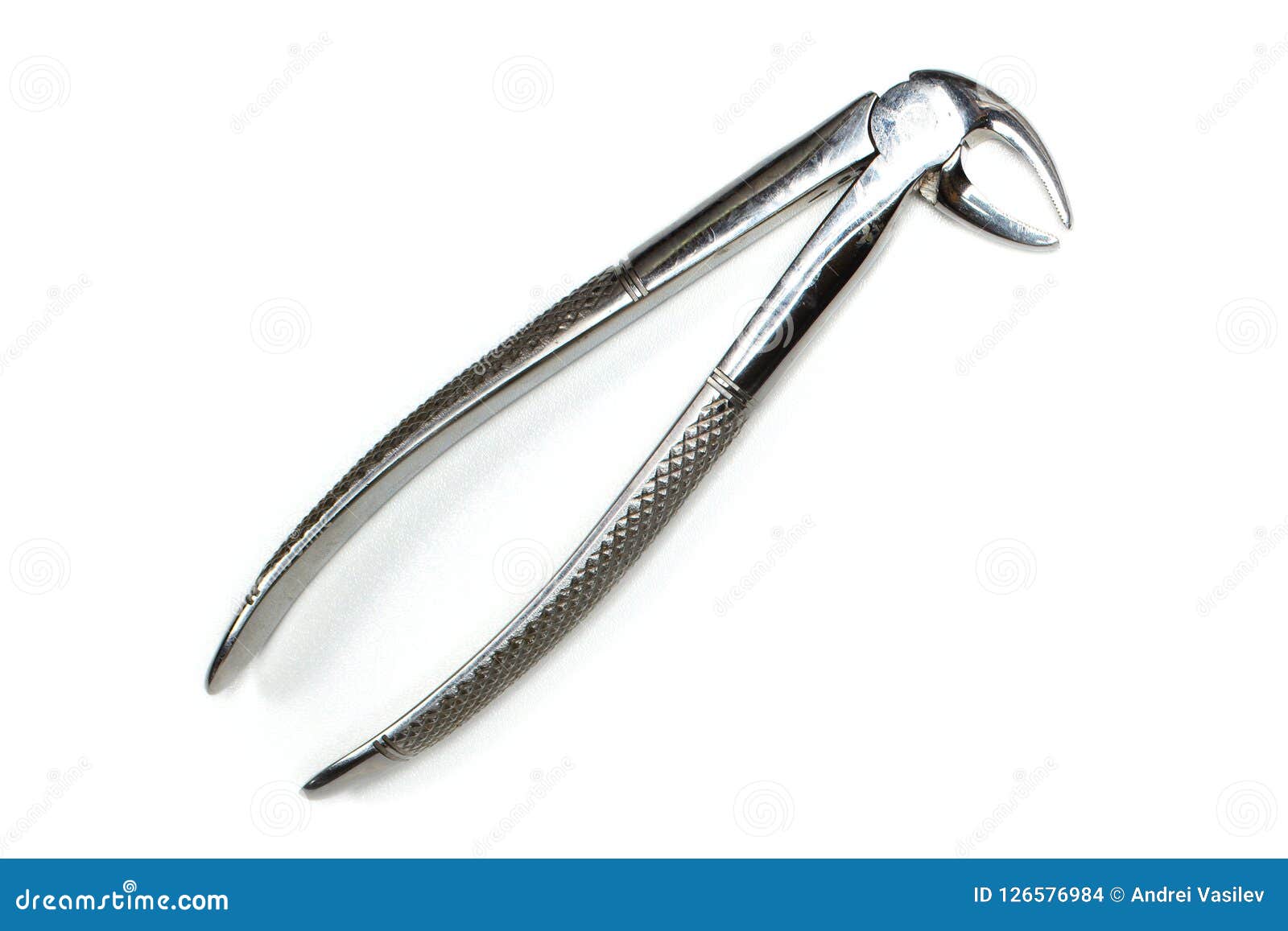 Working Real Dental Forceps from Dental Equipment Tools. Isolated on