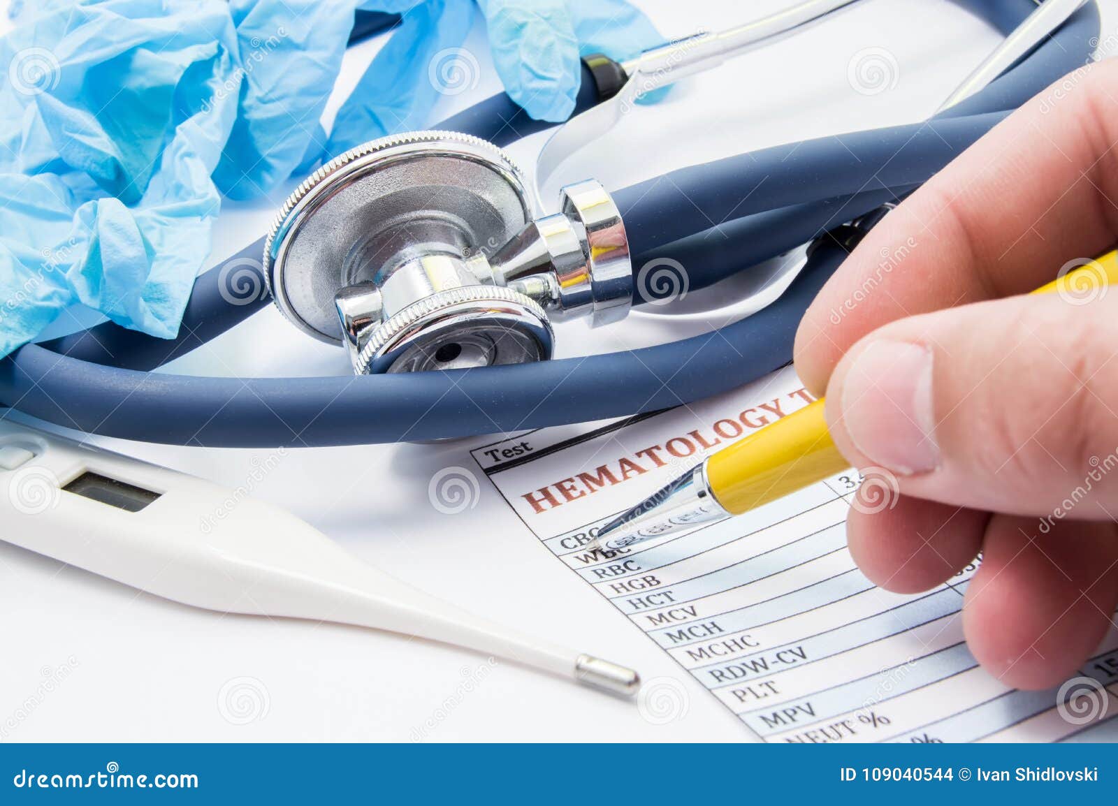 working scene of general practitioner or pediatrician. doctor checks patient`s blood analysis. concept of diagnosis of inflammator